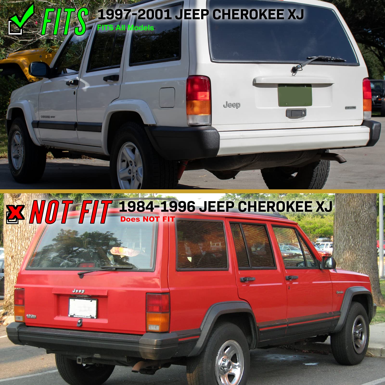 Usr Depo 97-01 Xj Tail Lights - Red/Smoke Lens Rear Tail Lamps Set (Left + Right) Compatible With 1997-2001 Cherokee Xj Chassis