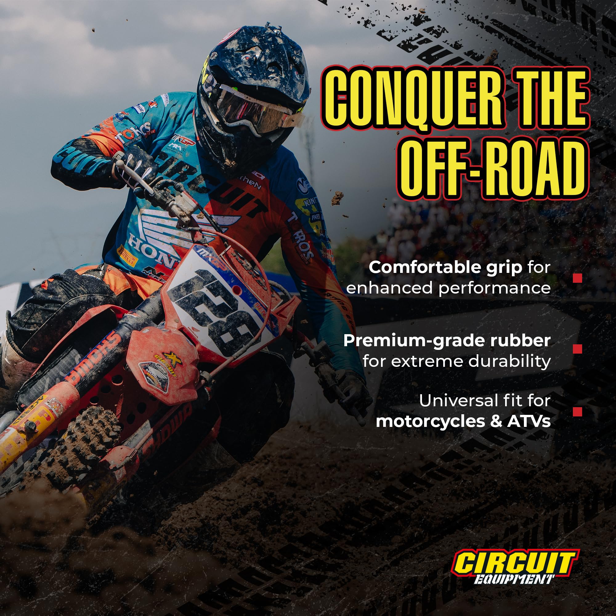 CIRCUIT EQUIPMENT - Jupiter Motorcycle Handlebar Grips - Non-Slip Rubber Grips with Italian Full-Diamond Design for Comfort and