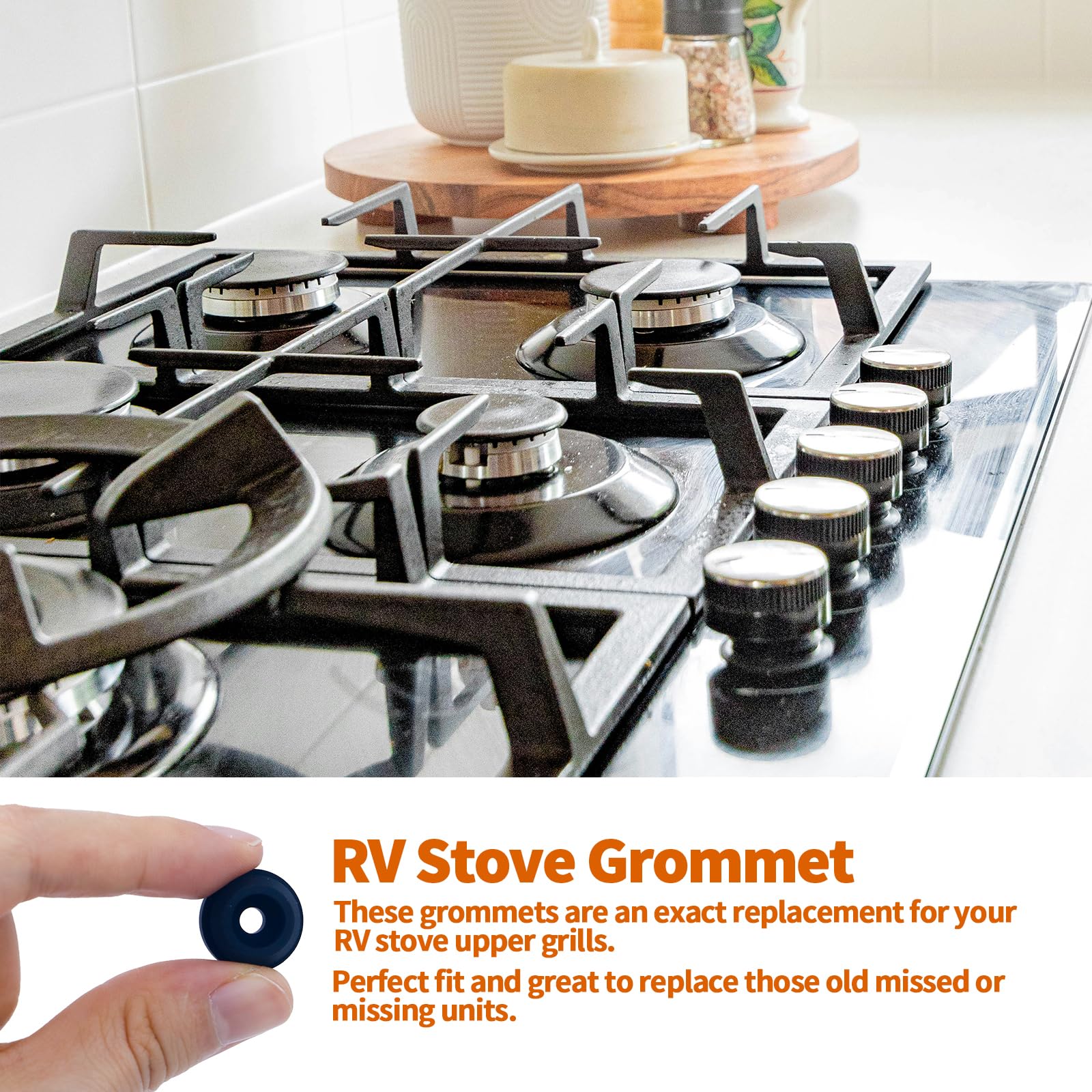 OXDFK 6 PCS RV Stove Top Grommets, Rubber RV Stove Top Grommets Kit for Magic Chef and for Atwood Stove Grates, Camper Stove Cov