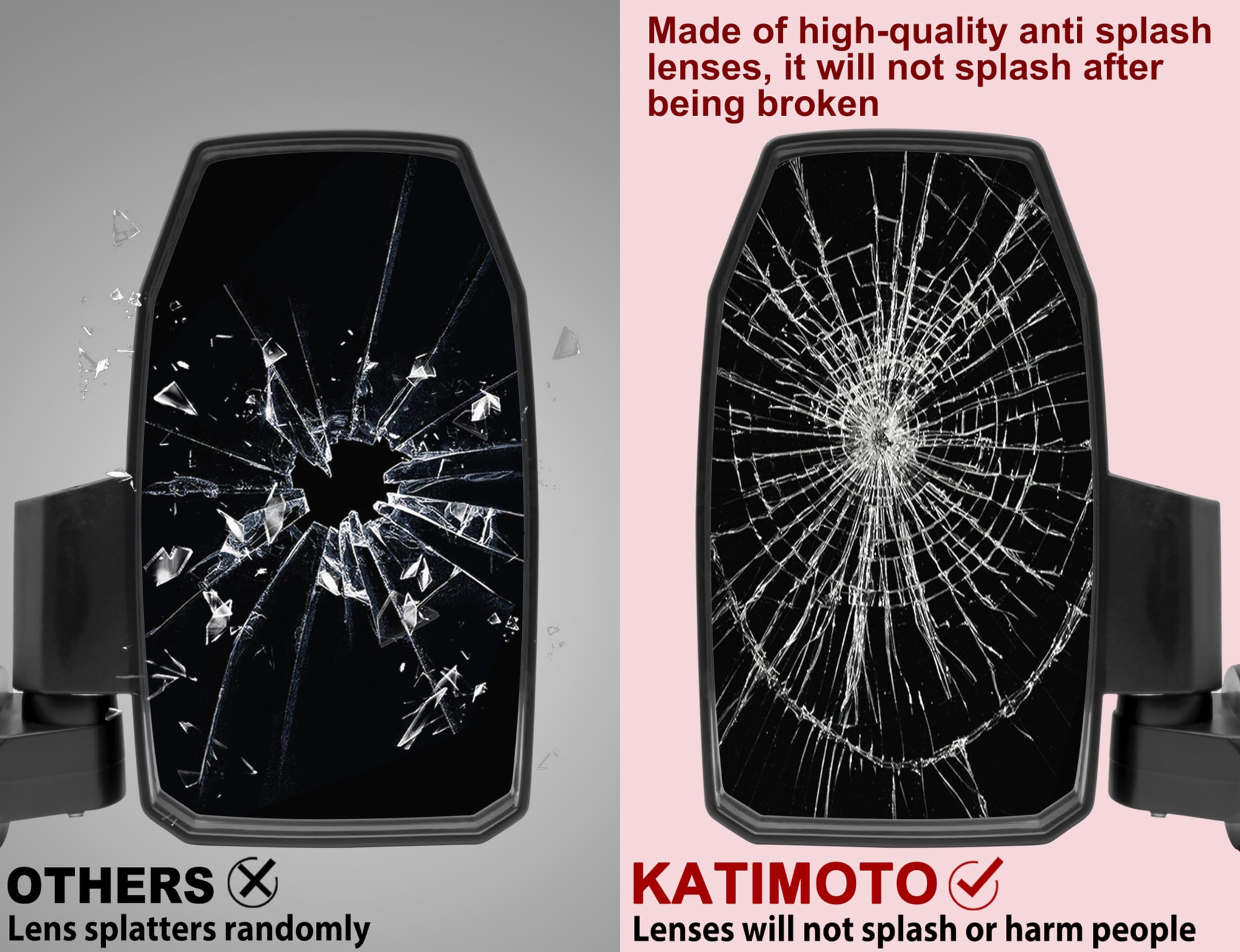 Katimoto Adjustable Side Rear View Mirrors For Polaris Ranger 1000 Xp 570 900 17-24, Folding Rearview Side Mirrors For Polaris R