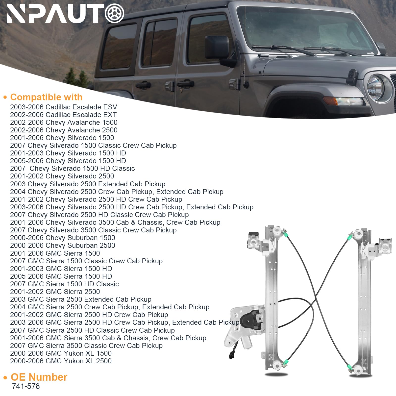 Rear Driver Side Power Window Regulator With Motor Assembly Replacement For Chevy Silverado Suburban 1500 2500 Gmc Sierra Yukon