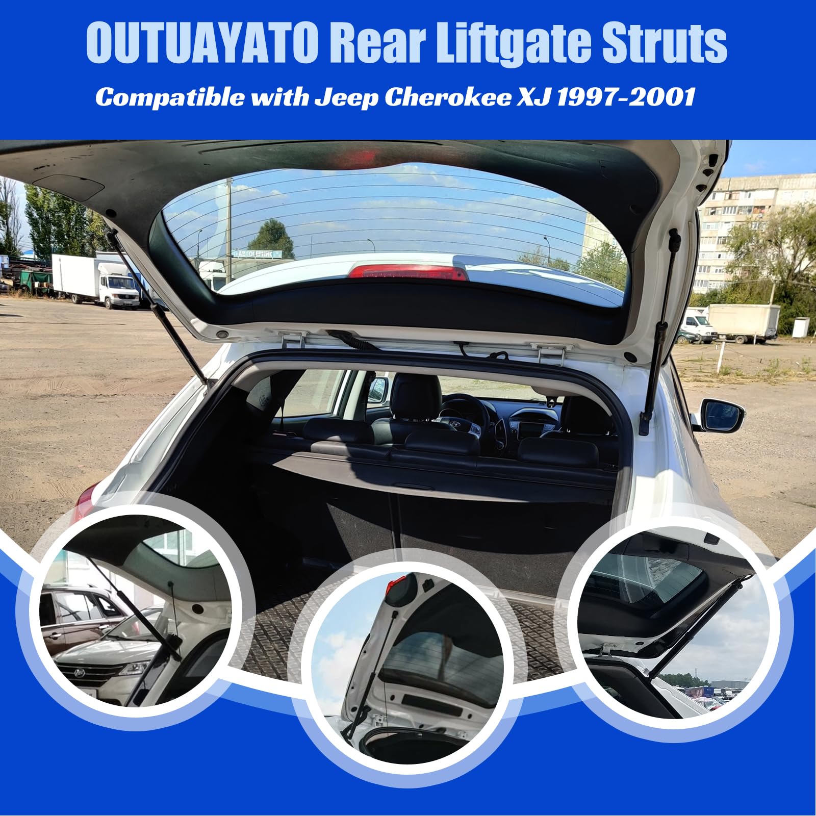 Otuayauto Rear Hatch Struts Replacement For Jeep Cherokee Xj 1997-2001 Premium Tailgate Lift Supports Shock Gas Spring Set Oe 55