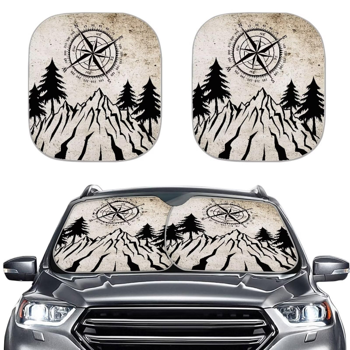 Renewold Compass Front Window Sun Visor Automotive Windshield Sunshade Summer Outdoor Car Window Shade For Most Sedans Van Suv T