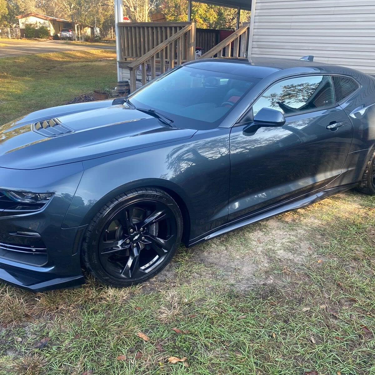 ECOTRIC Side Skirts Extension Rocker Panel Guard Compatible with 2016-2023 Chevy Chevrolet Camaro LT LS RS SS Body Kit Replaceme