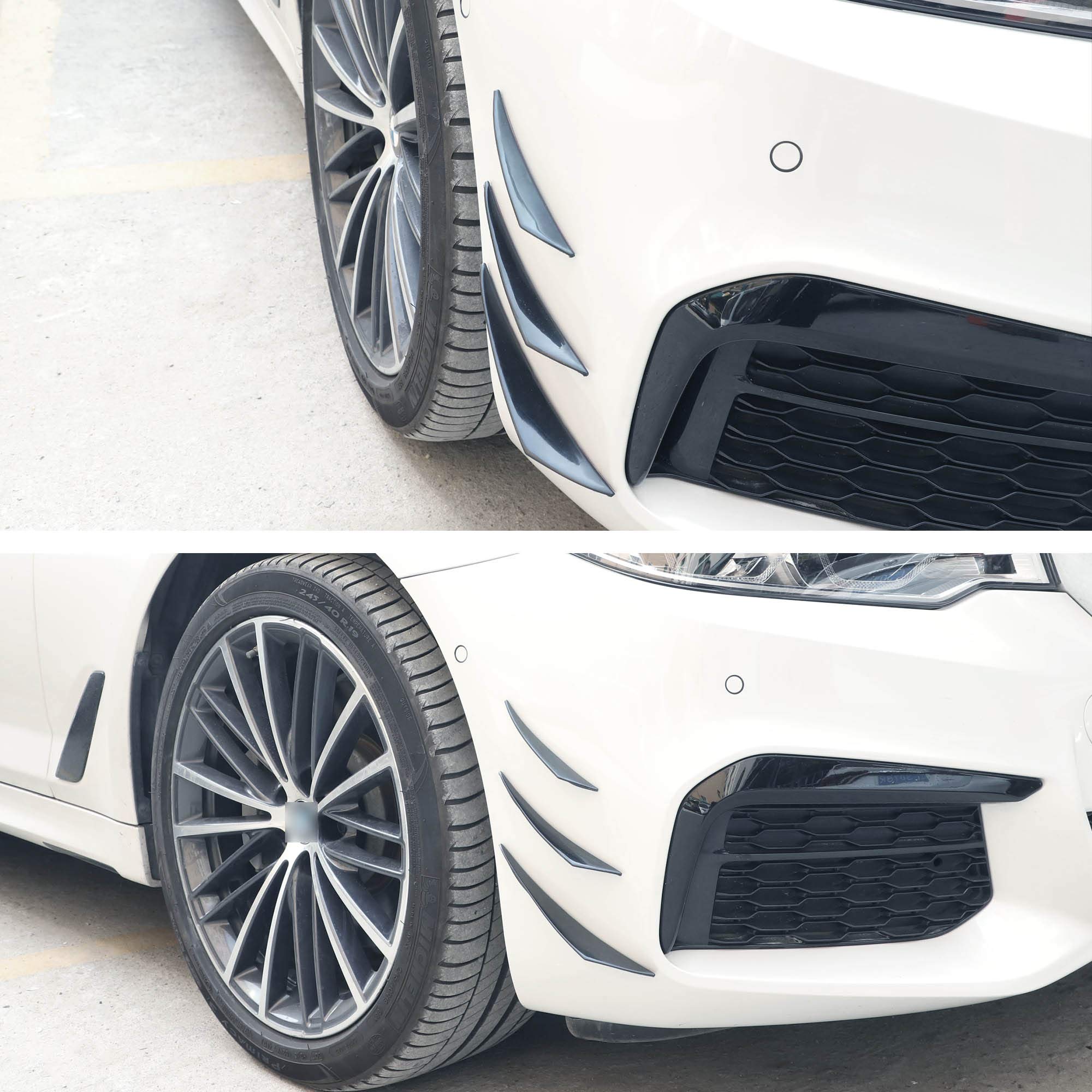 TOMALL 6Pcs Universal Car Front Bumper Lip Splitter Black Exterior Soft Rubber Fins Spoiler Canards Kit for Car Body Auto Anti-C