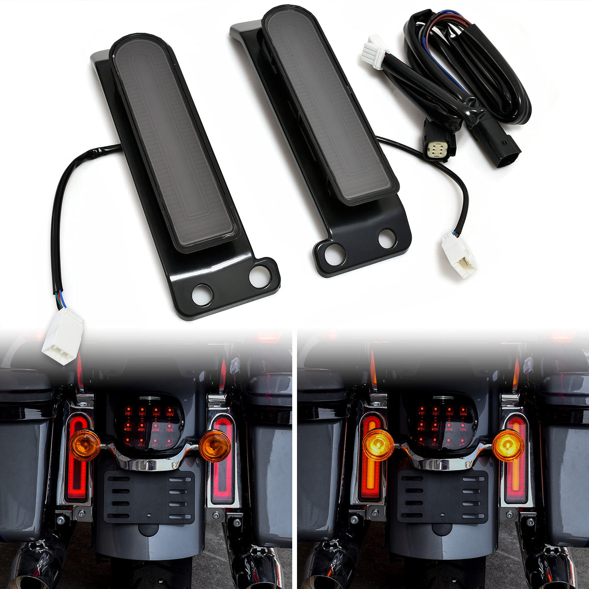 Veisutor Rear Fender Light Saddlebag Side Light For Ultra Fltru 14-22, Auxiliary Led Run Brake Turn Lamps Lights For Harley Road