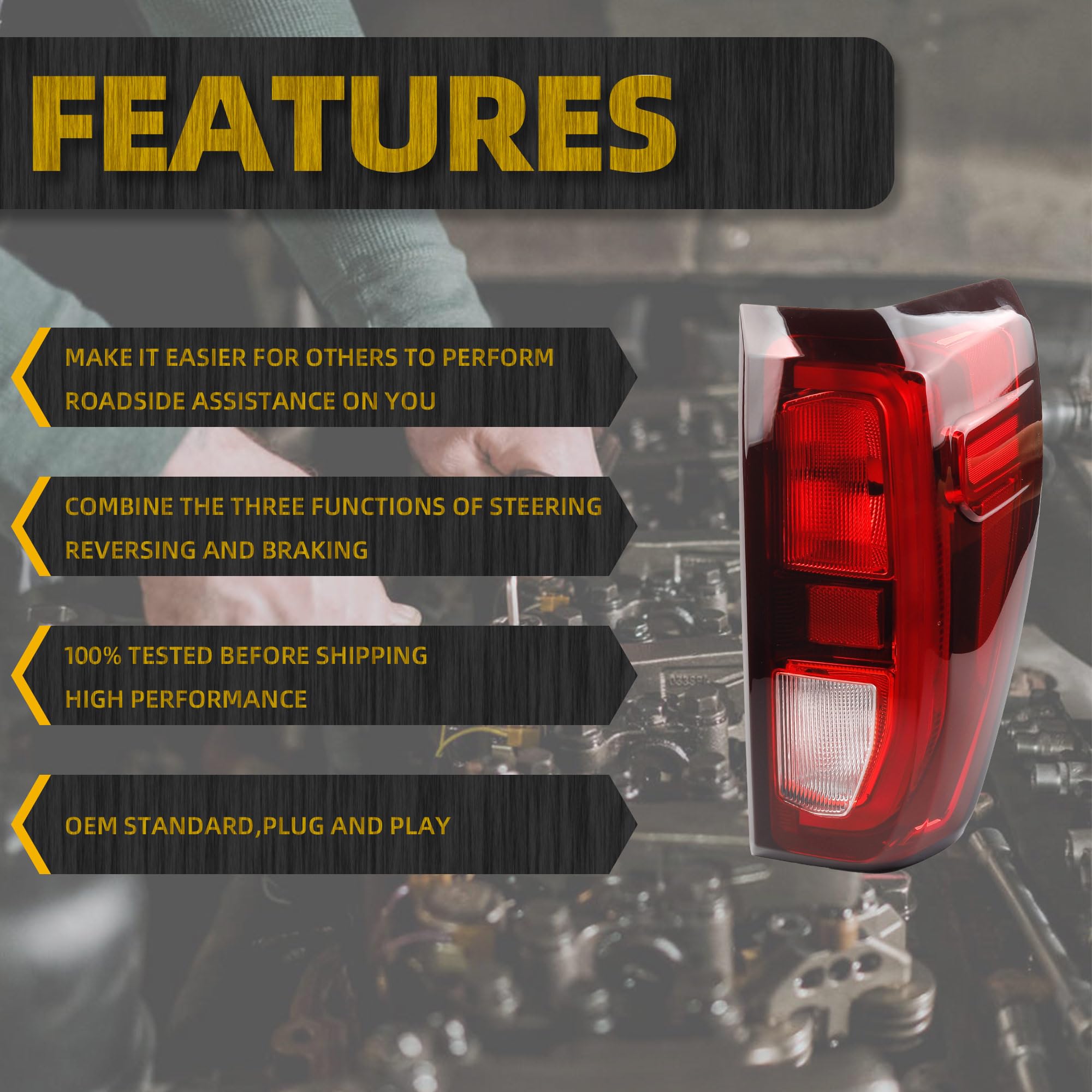 Dasbecan Right Passenger Side Tail Light Assembly Rear Lamp Halogen Type Compatible With 2019-2023 2024 Gmc Sierra 1500/2500 Hd/