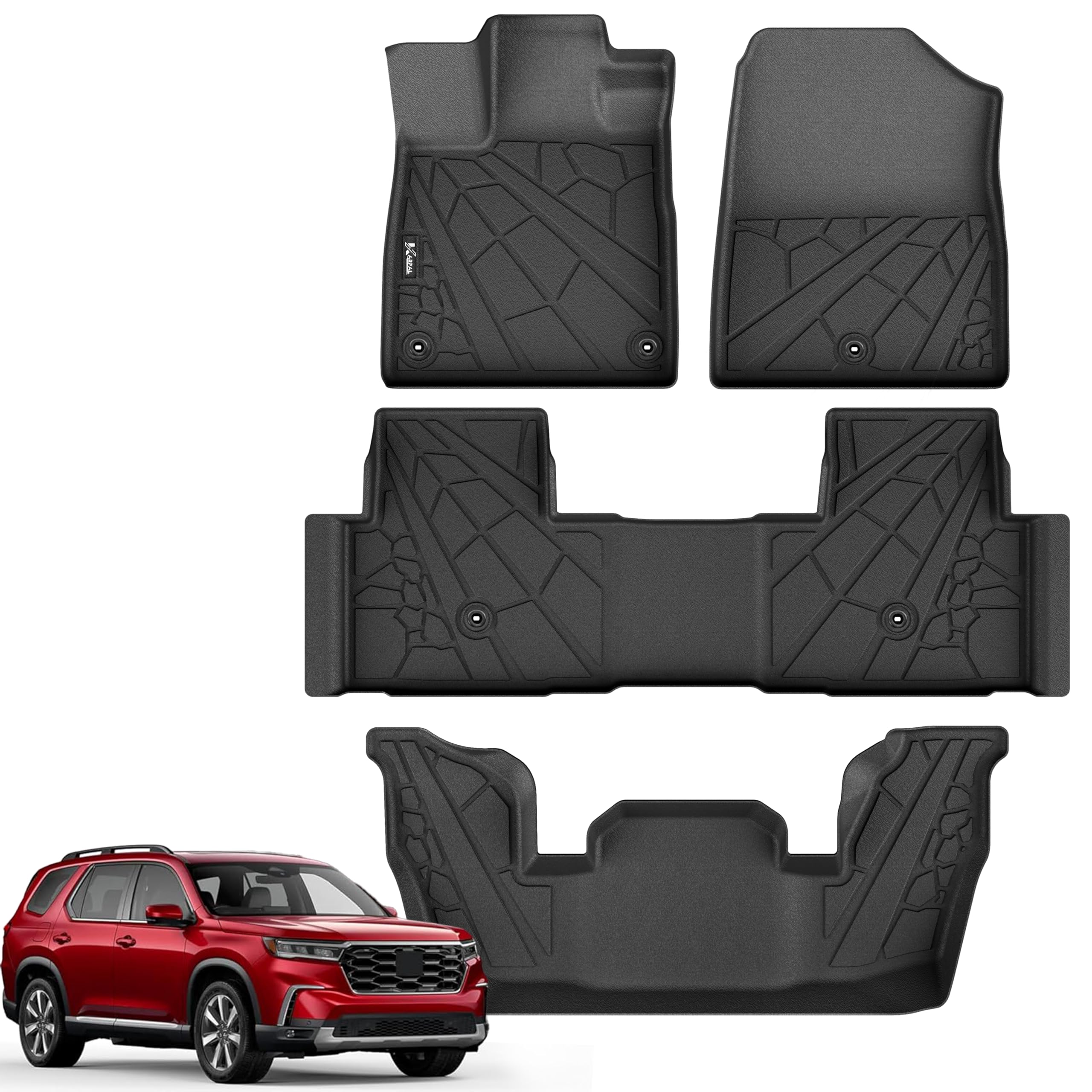 Karpal Floor Mats Fit For 2023 2024 2025 Honda Pilot, Tpe Rubber All Weather Protection Heavy Duty Floor Liners Accessories Anti