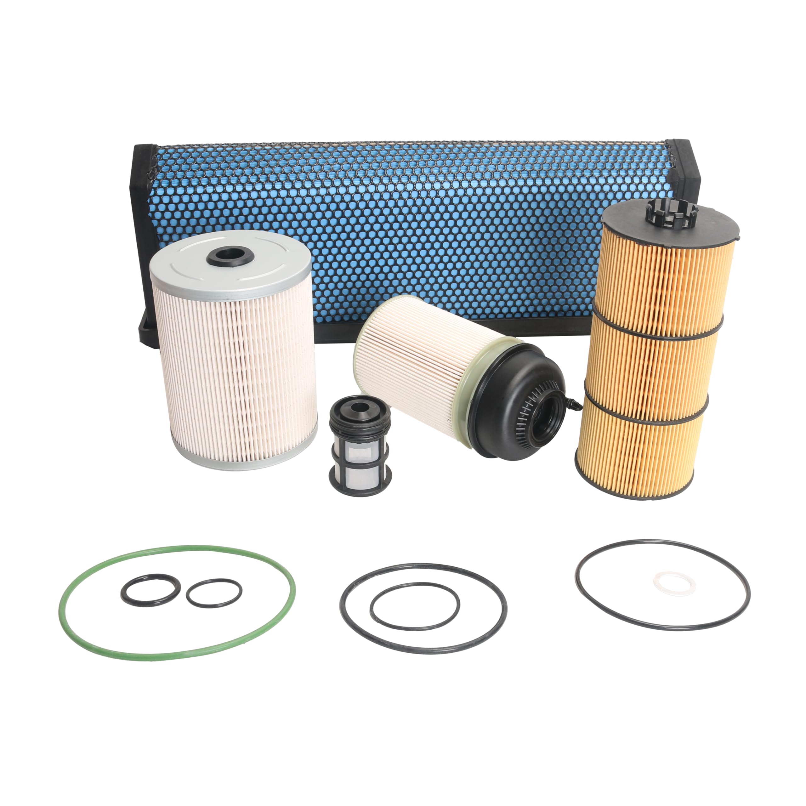 Filter Kit including Oil Filter, Air Filter, Fuel Water Separator(FWS) and Fuel Filter Element, Fits for Freightliner Cascadia D
