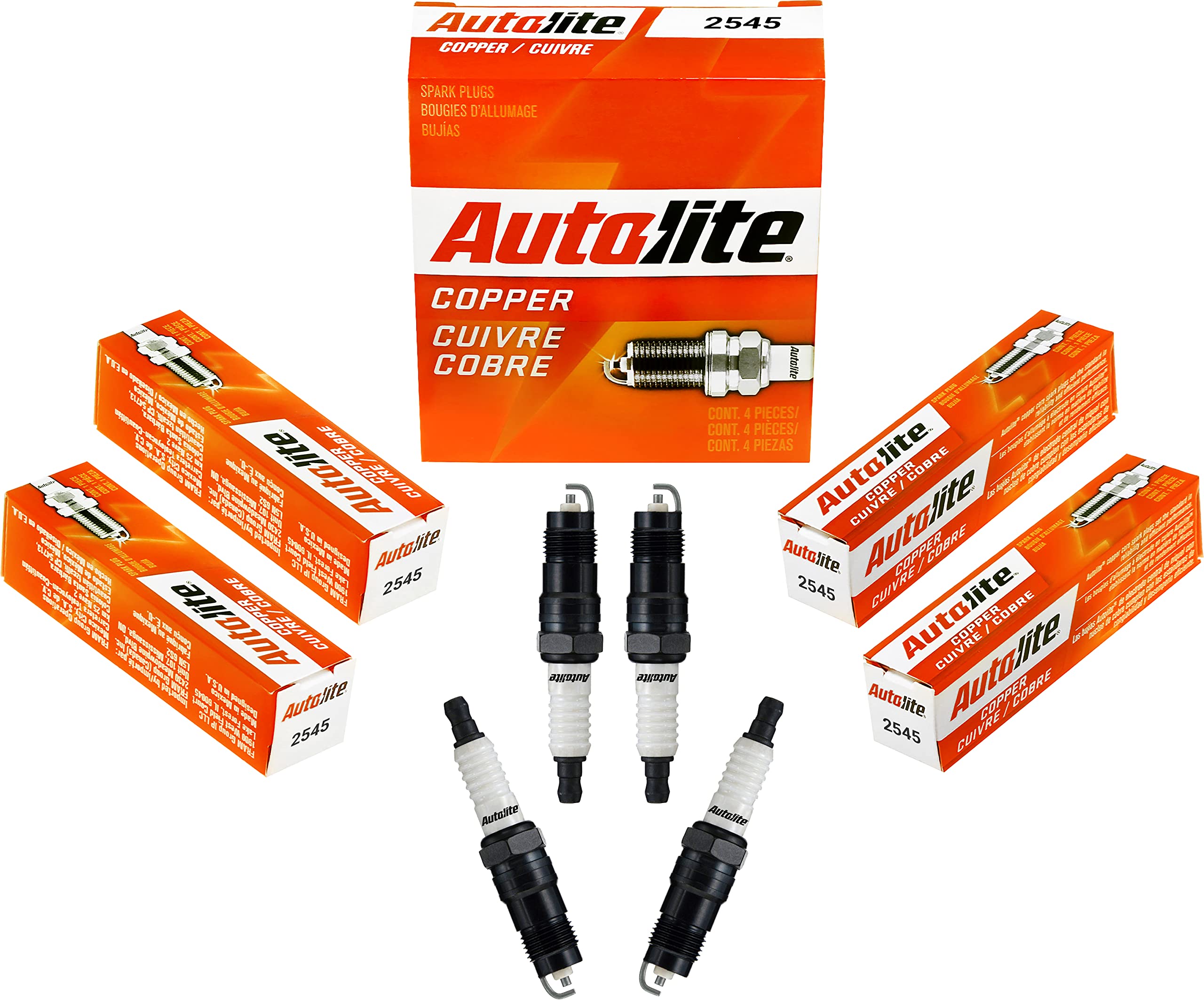 Autolite 2545 Copper Resistor Automotive Replacement Spark Plugs (4 Pack)