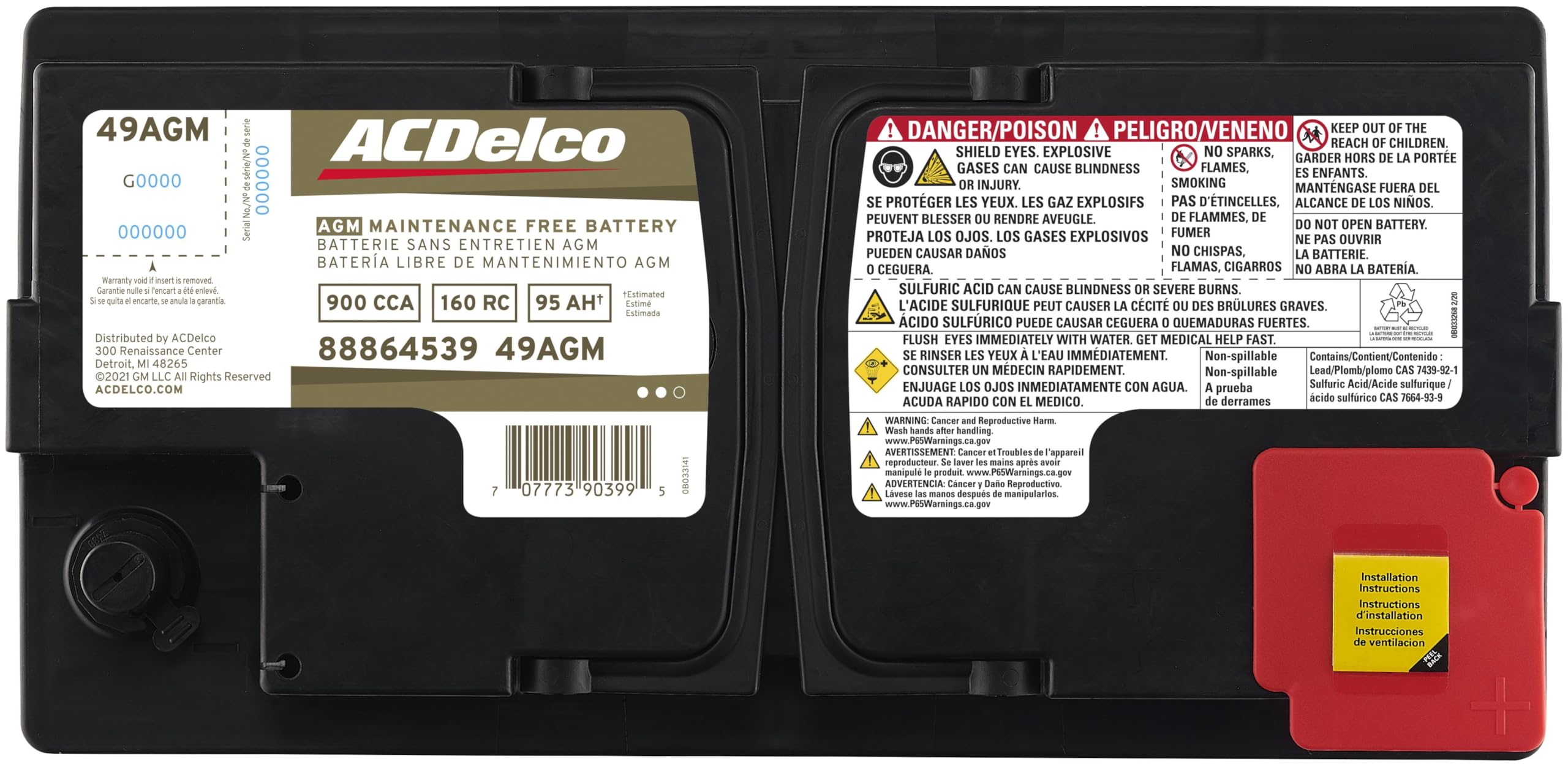Acdelco Gold 49Agm 36 Month Warranty Agm Bci Group 49 Battery
