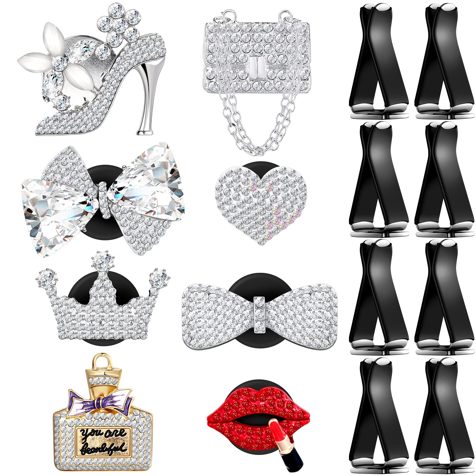 Frienda 8 Pcs Bling Car Air Vent Clips Crystal Rhinestone Air Conditioning Outlet Clip Cute Diamond Interior Car Accessories For