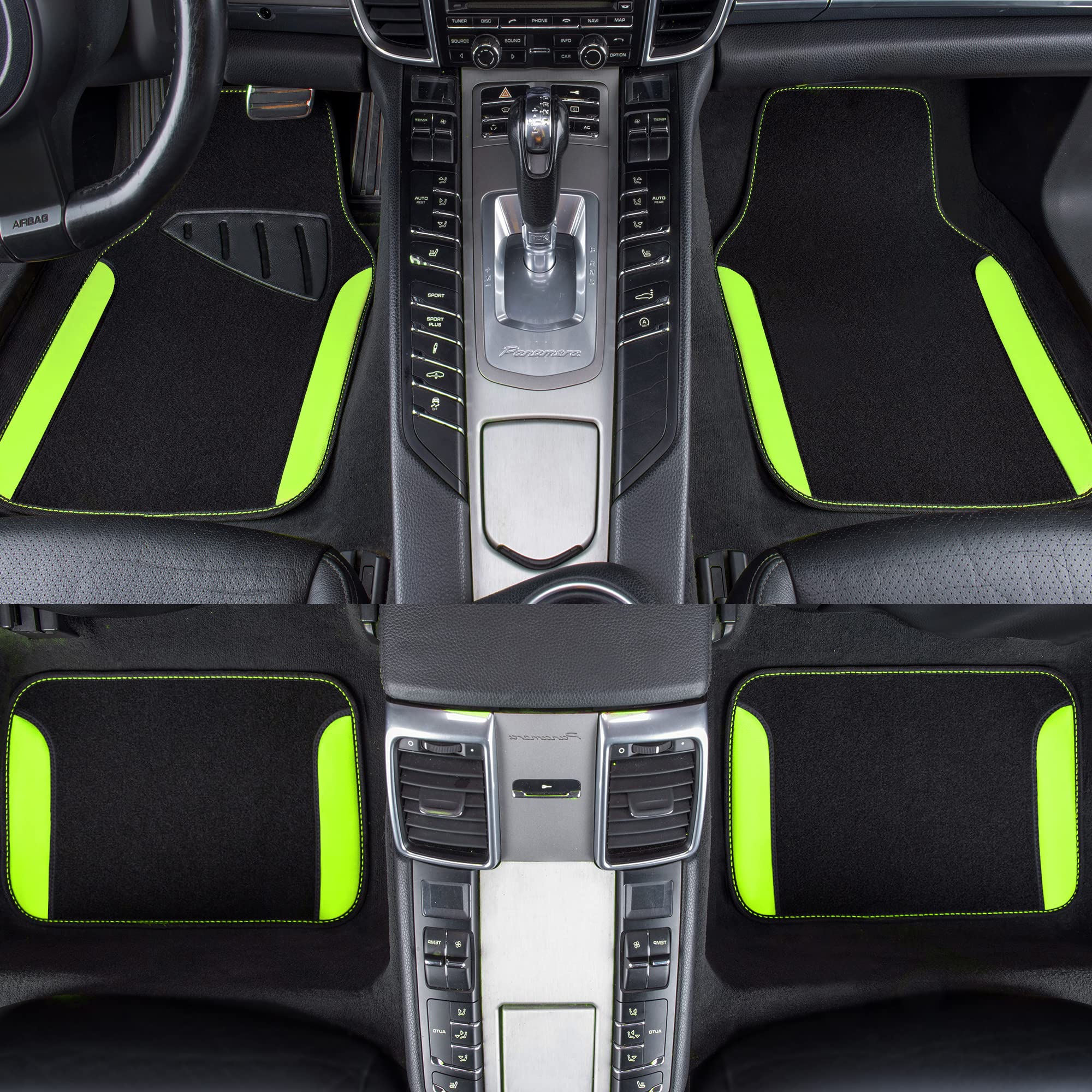 Car Pass Fluorescent Leather & Waterproof Car Carpet Floor Mats, Universal Car Mats Fit For Suv,Vans,Sedans, Trucks,Set Of 4Pcs