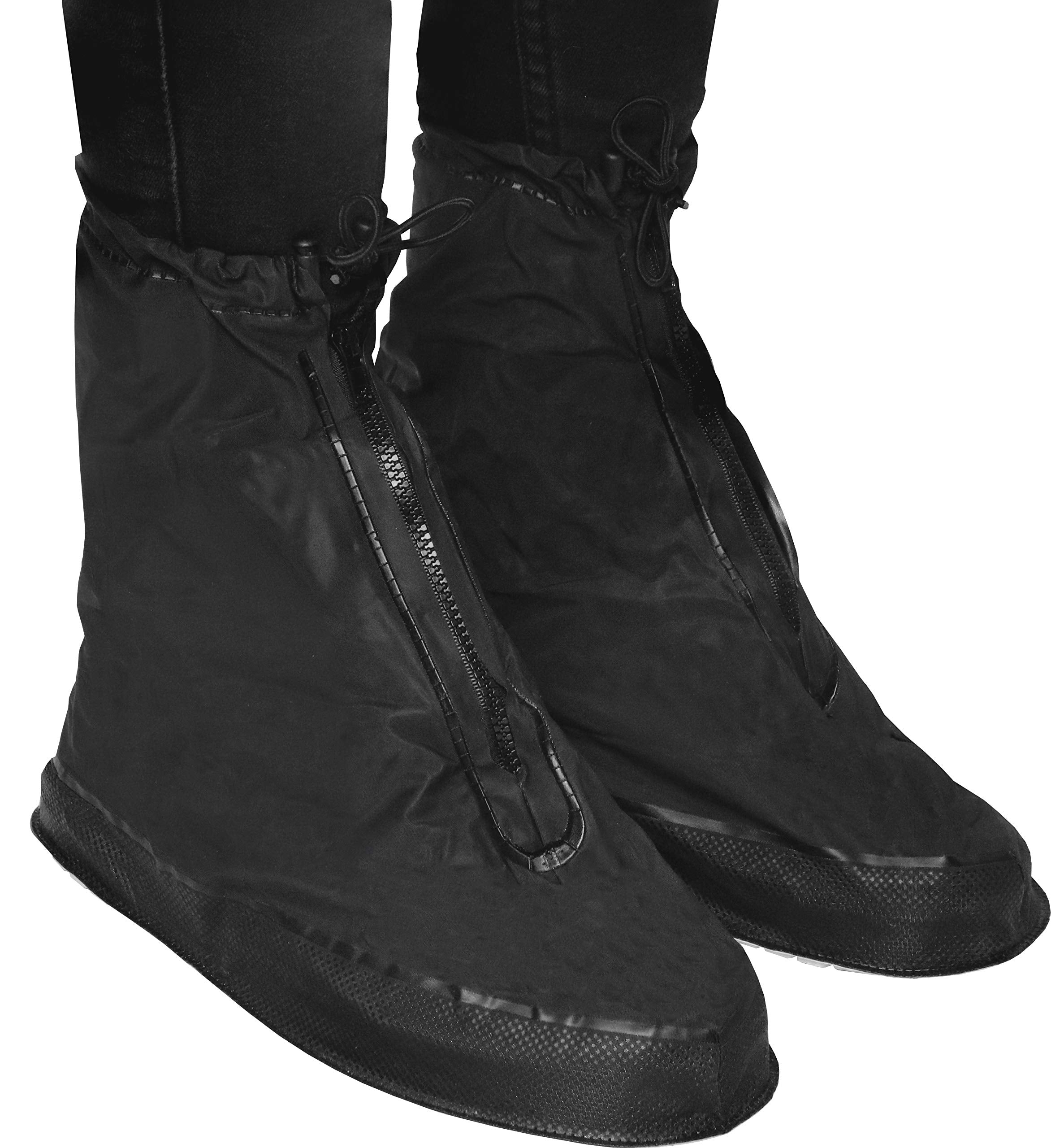 Rain Shoe Covers | Waterproof Shoe Covers for Men Women | Reusable Galoshes Overshoes (Black, X-Large)
