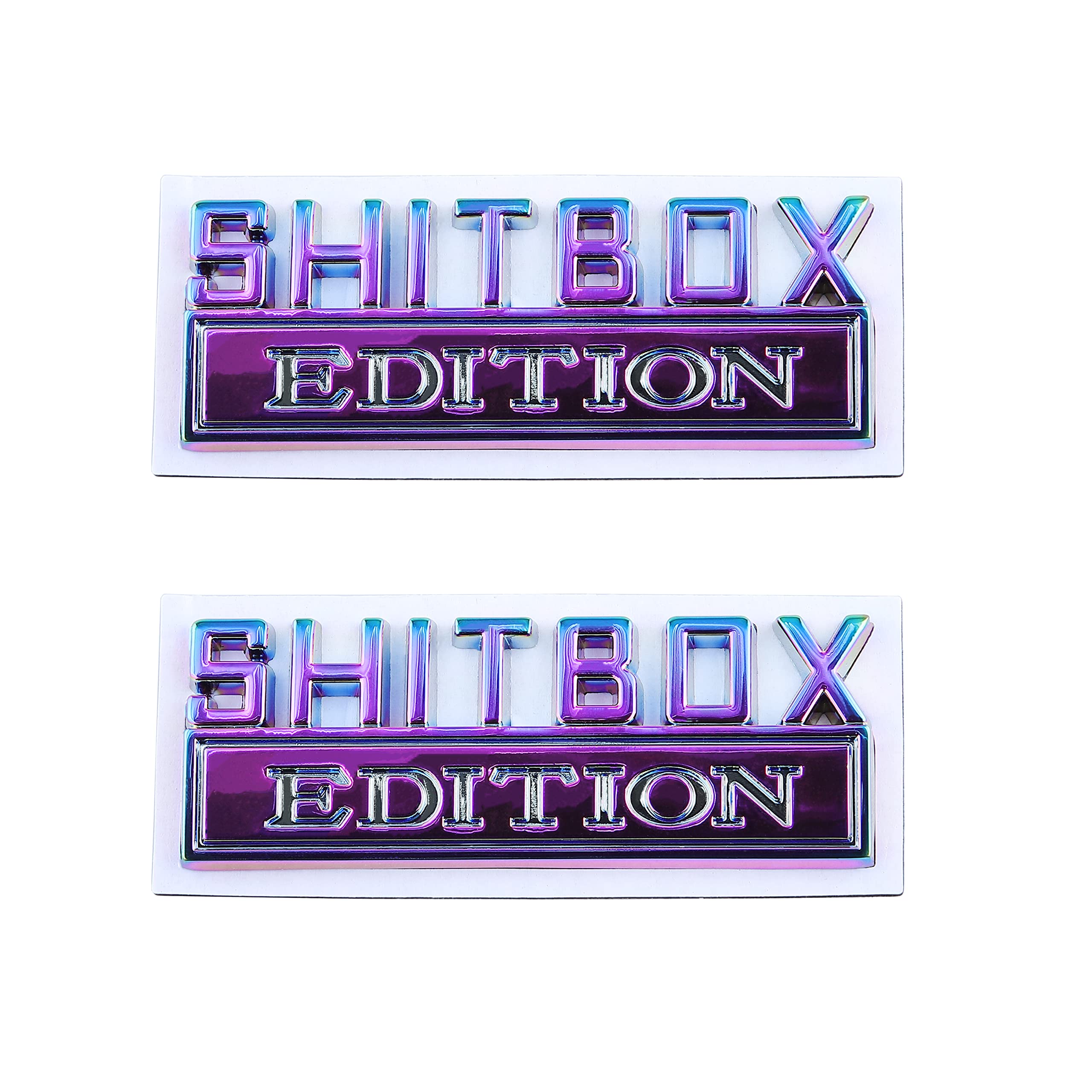 2 Pcs Edition Emblem Car Side Rear Front Hood Trunk Door Badge 3D Decal Sticker Fit For Car Truck Suv (Shit Box, Electroplated P