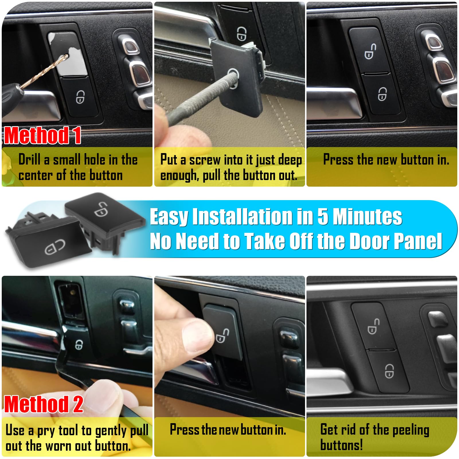 Jaronx Compatible with Mercedes Benz Door Lock Button Door Lock Switch, Door Buttons Lock Unlock Button for B-Class W246,C-Class W204,E-Class W212,ML W166,CLA W117,GLK X204,GL X166,CLS (Driver Side)