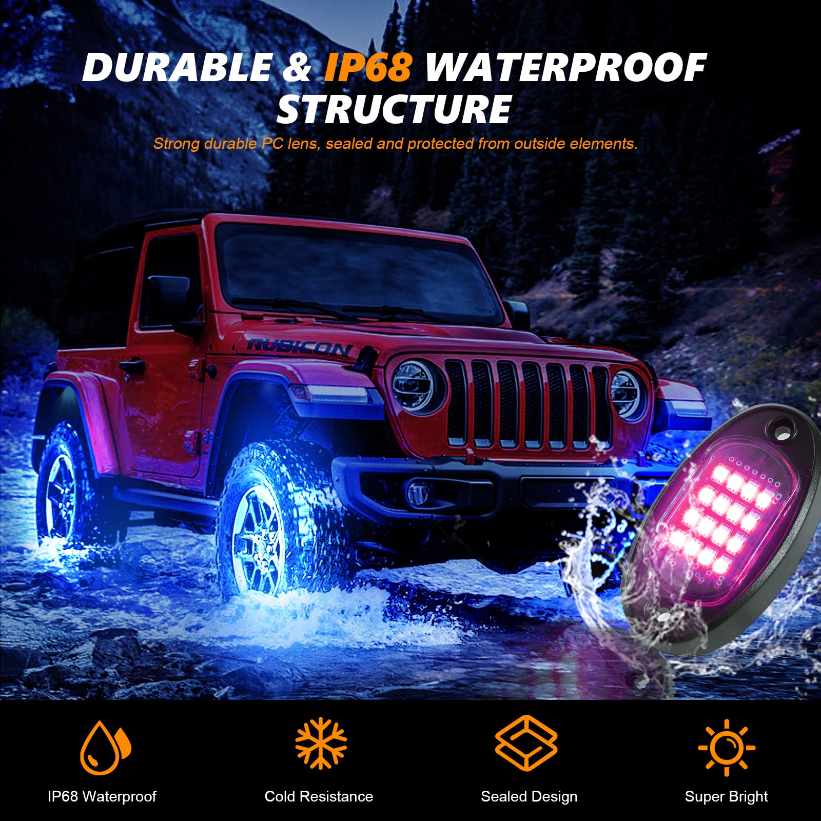 8Pods Rgb Led Rock Lights, Multicolor Exterior Lights For Trucks Waterproof Neon Underglow Lights With App/Rf Control Music Mode, Brake Warn, Dual Zone Control For Car Jeep Offroad Suv Atv Wheel Well