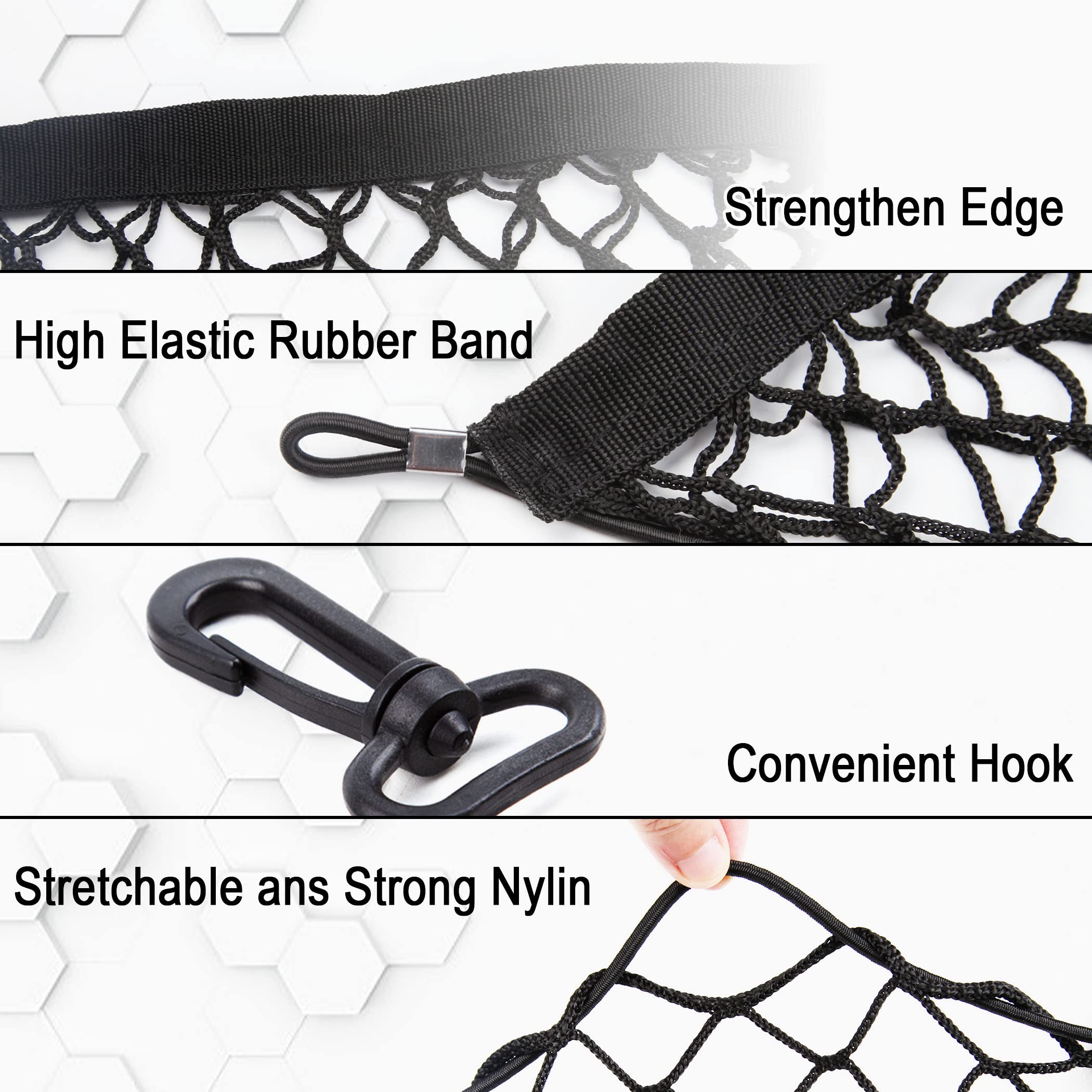 Cartman Cargo Net Hammock Trunk Organizer Vehicle Storage with 4 Adjustable Hook Black for Car, Vehicle, SUV (35.4&quot;x11.8&quot;)