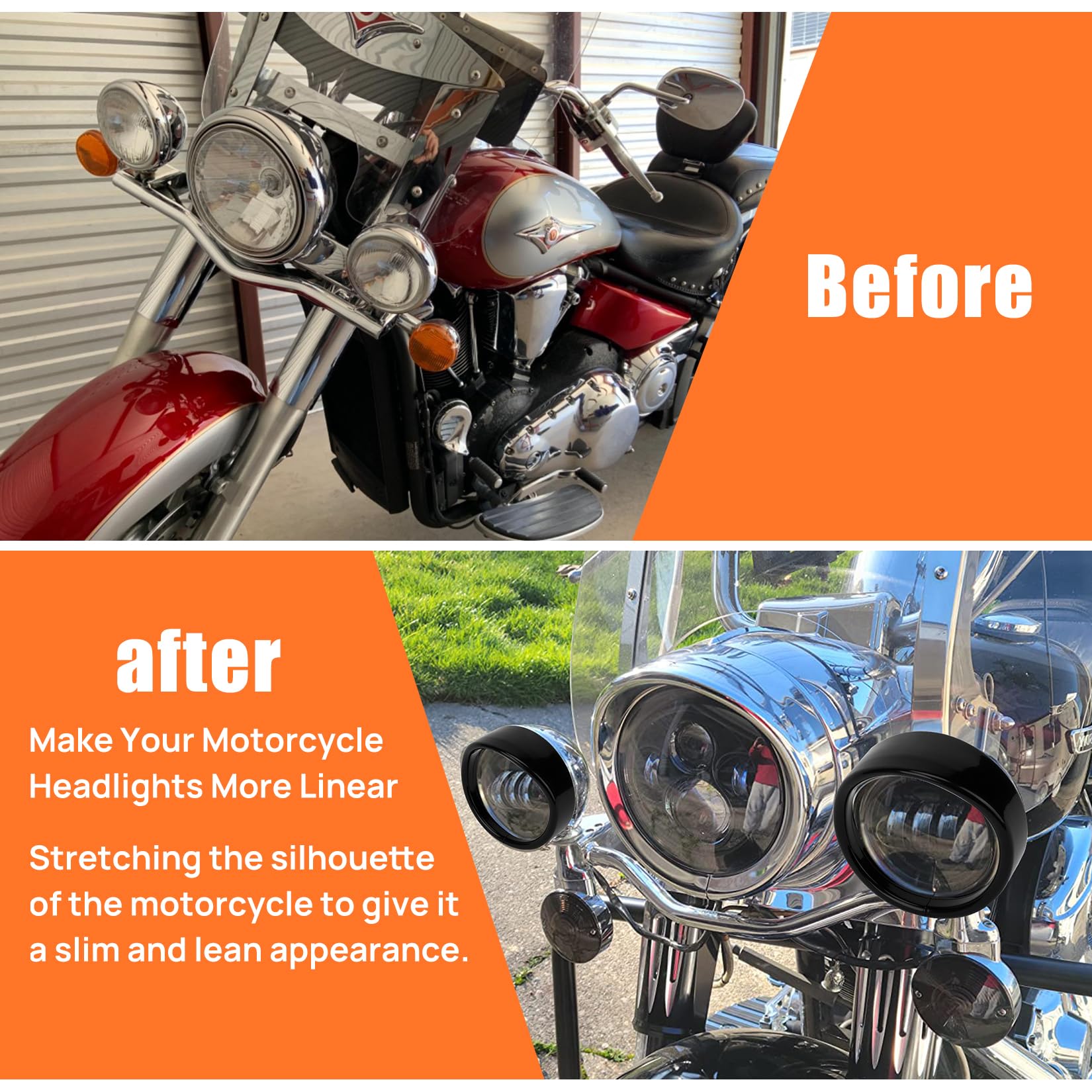 PSLER 4.5 Inch Visor Style Turn Signal Trim Ring Cover Fog Light Tirm Ring Auxiliary Light Passing Lamp Bezel for Touring Street