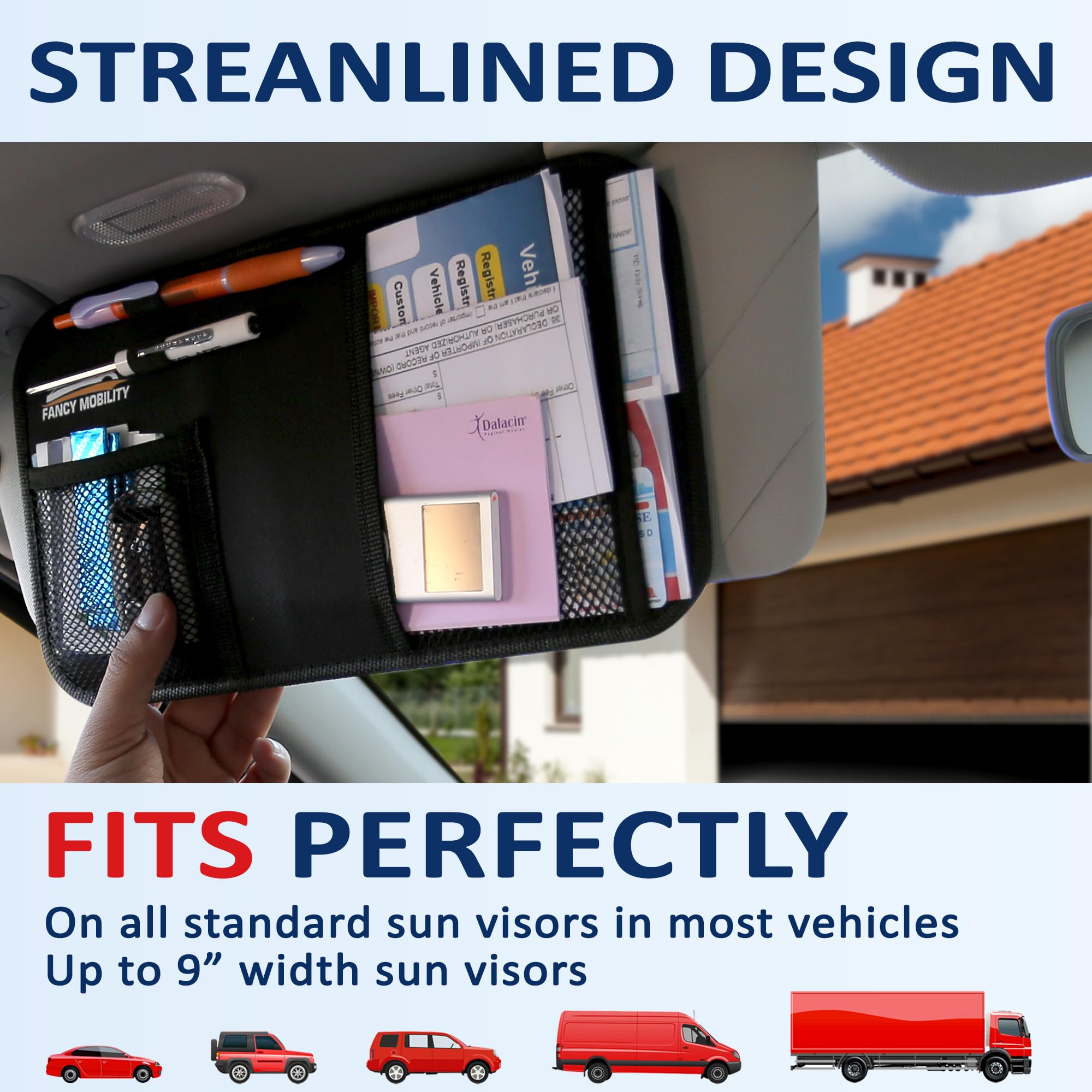 Fancy Mobility Car Sun Visor Organizer - Auto Accessories Document Holder - Car, Truck, Suv Registration & Insurance Storage Pou