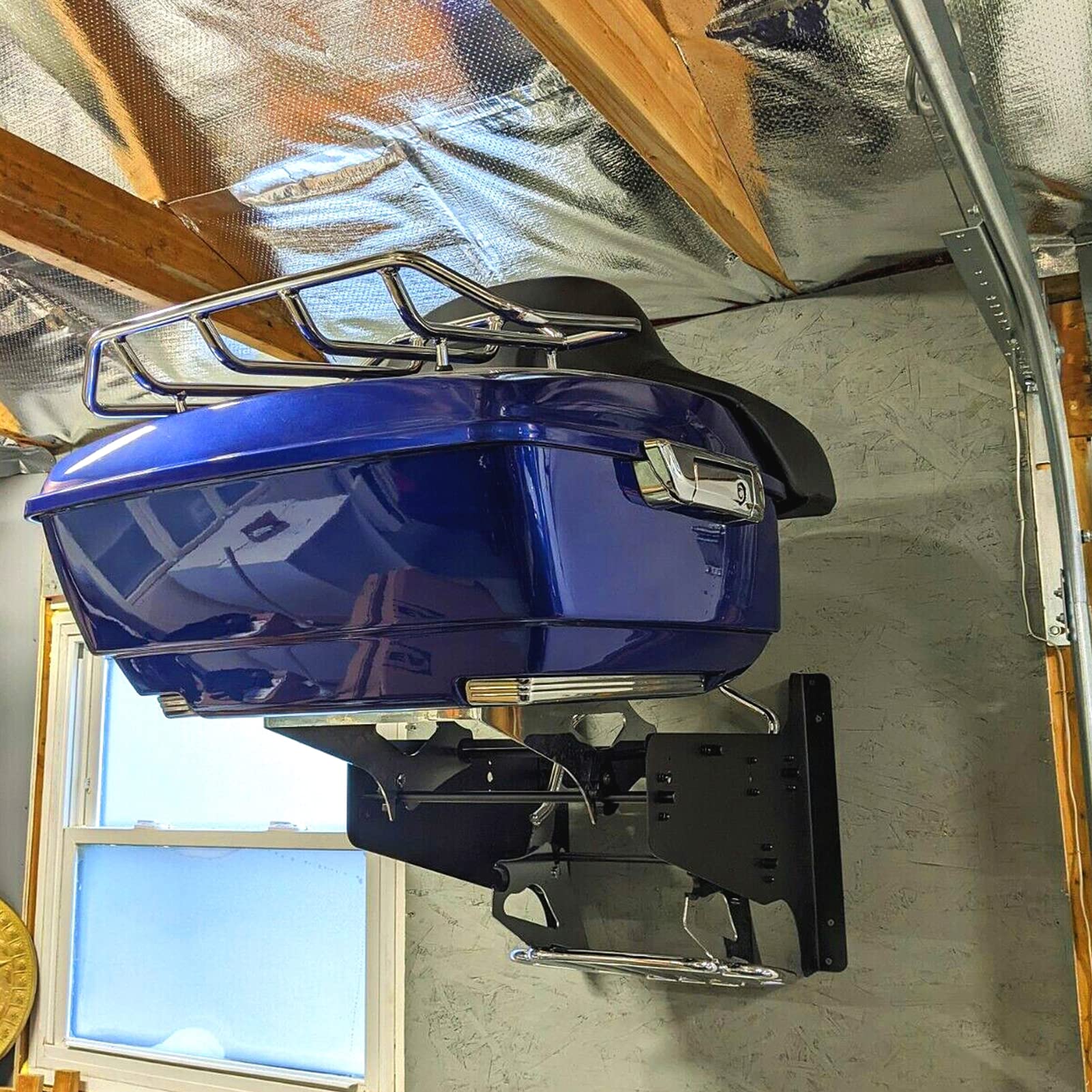 Mofun Tour Trunk Pak Rack Sissy Bar Mounting Luggage Rack Storage Holder Wall Mount Kit Compatible With Harley Touring Road King