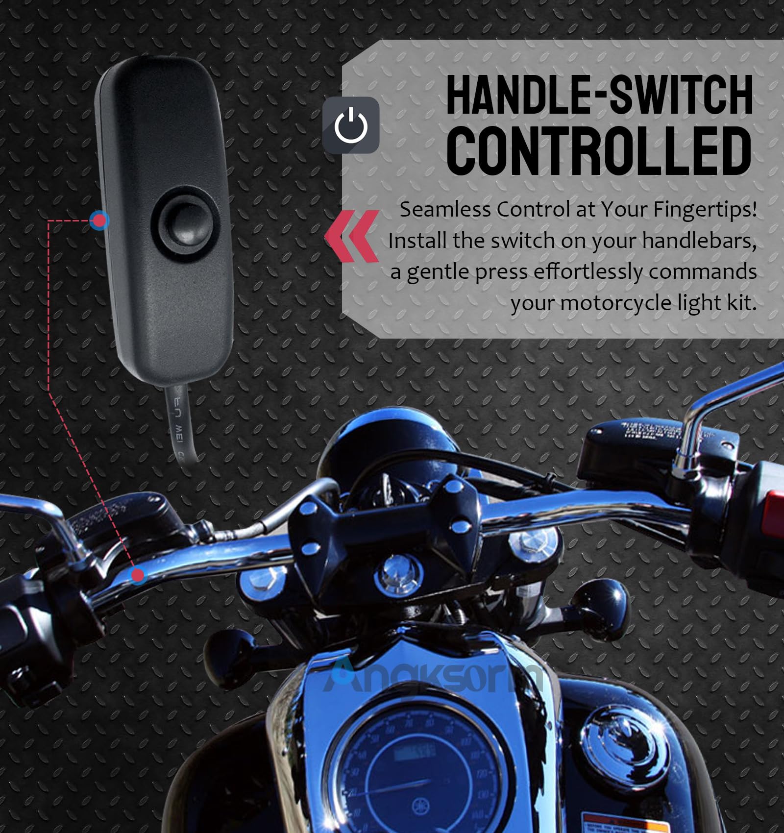 Angksorm 12pcs Waterproof RGB LED Strip Light Kit for Motorcycles, Trikes & Golf Carts - APP & Handle Switch Control, Black