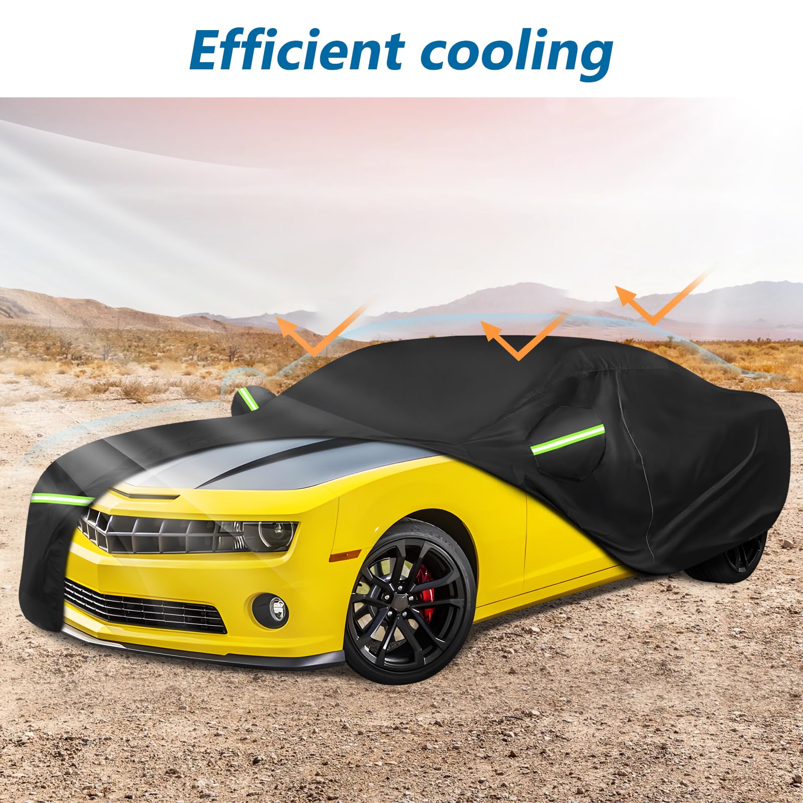 for Camaro Full Car Cover 2010-2025 All Weather, Outdoor Car Covers with Zipper and Soft Cotton Lining, Windproof Heavy Duty Wat