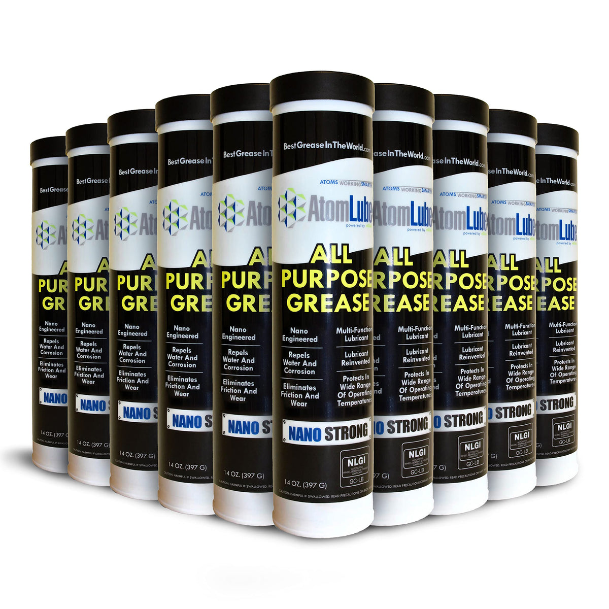 Atomlube All Purpose Grease, 10-Pack 14 Oz. Tubes | Multi Function Lubricant | Automotive Grease And Marine Grease For Boat Acce
