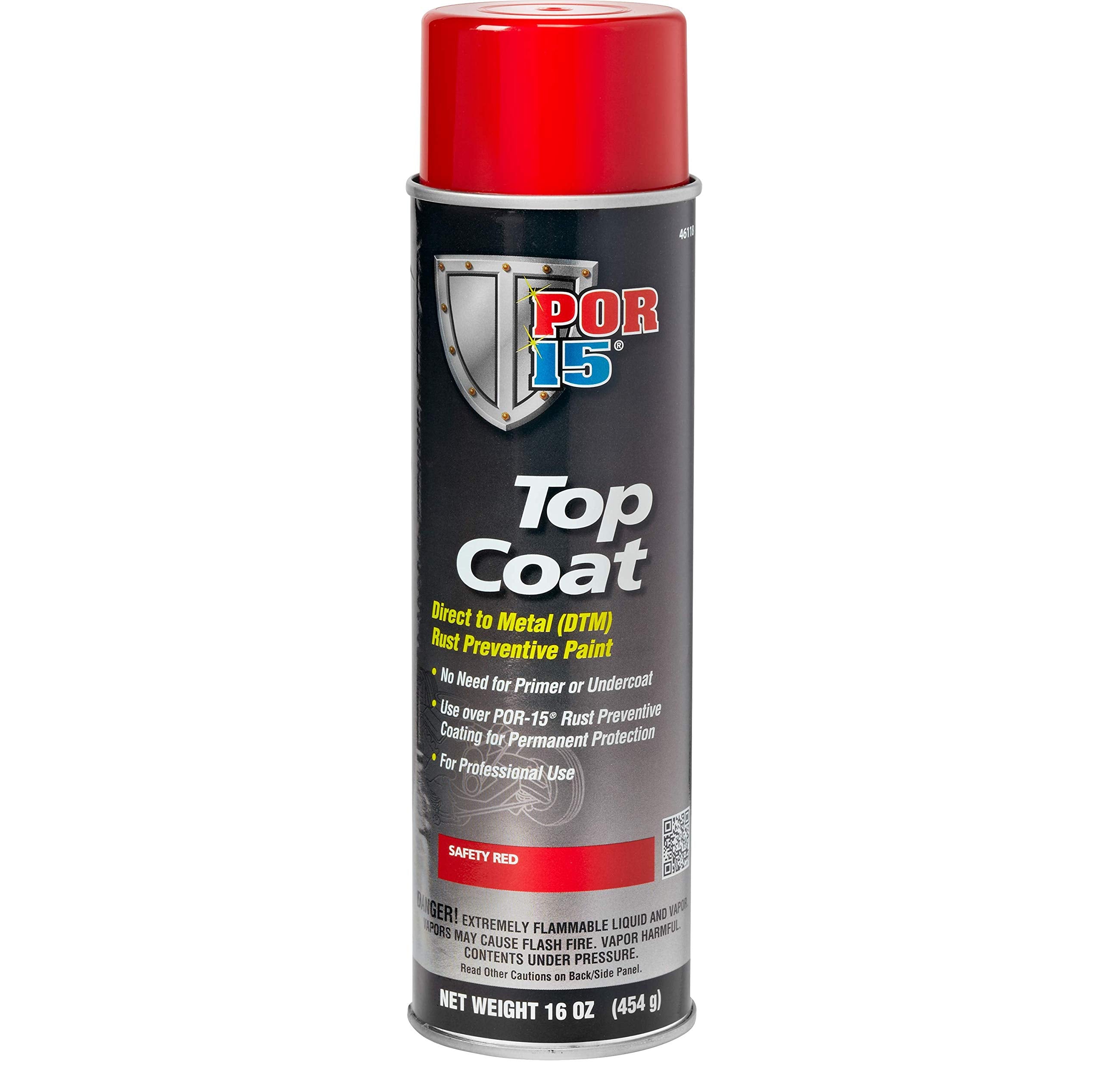 Por-15 Top Coat Spray Paint, Direct To Metal Paint, Long-Term Sheen And Color Retention, 16 Fluid Ounces, Safety Red
