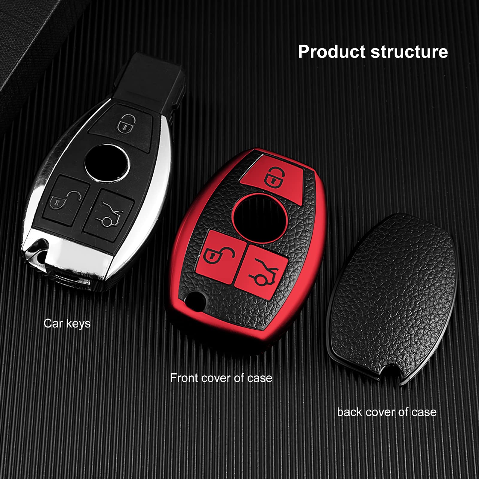 Elohei For Mercedes Benz Key Fob Cover, Premium Soft Tpu Key Case Cover Compatible With Mercedes Benz C E S M Cls Clk G Class Ke