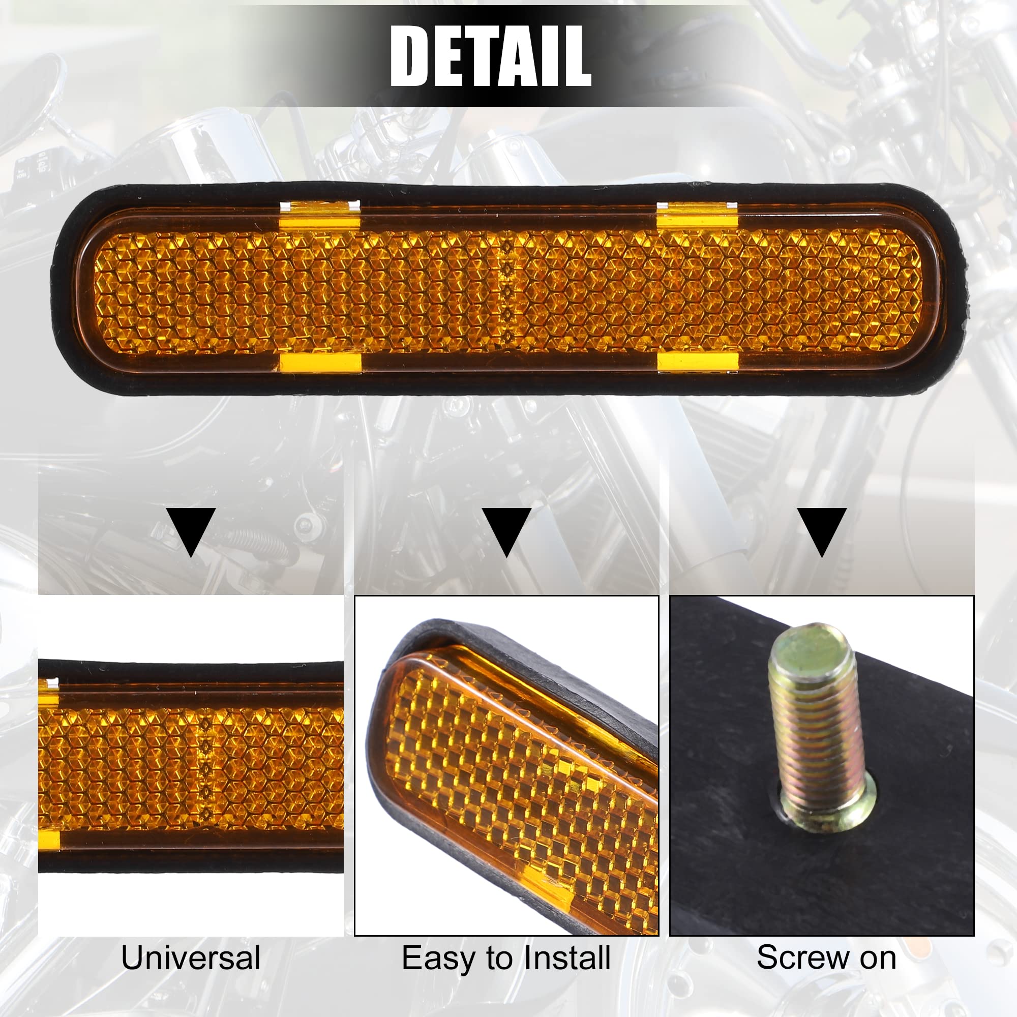 X Autohaux 2 Pcs M5X0.8 Orange Plastic Universal Rectangular Screw Mount Reflective Warning Reflector For Motorcycle Bike