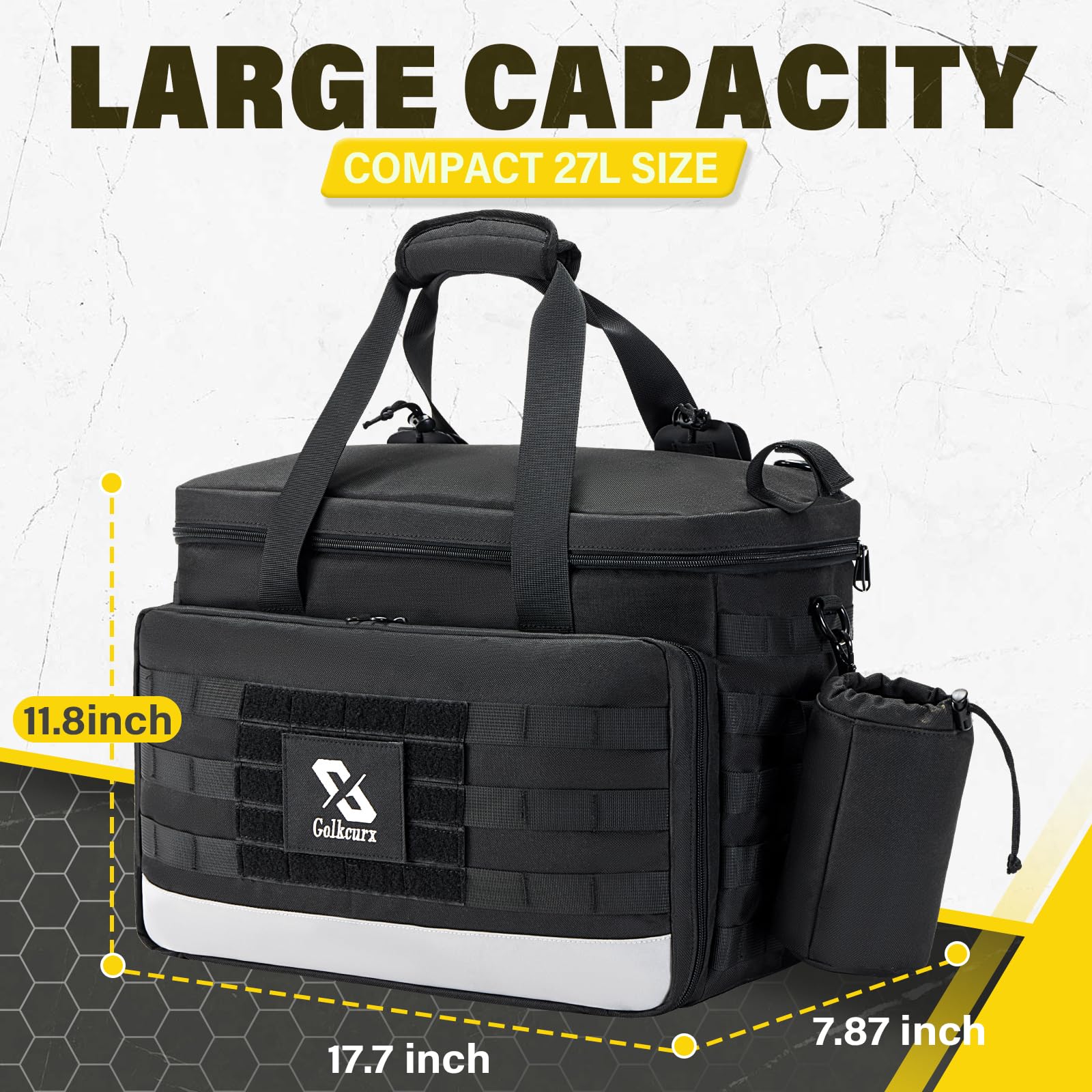 Golkcurx Patrol Bag - Law Enforcement Gear, MOLLE System Car Organizer with Cup Holders for Vehicle Passenger Seat