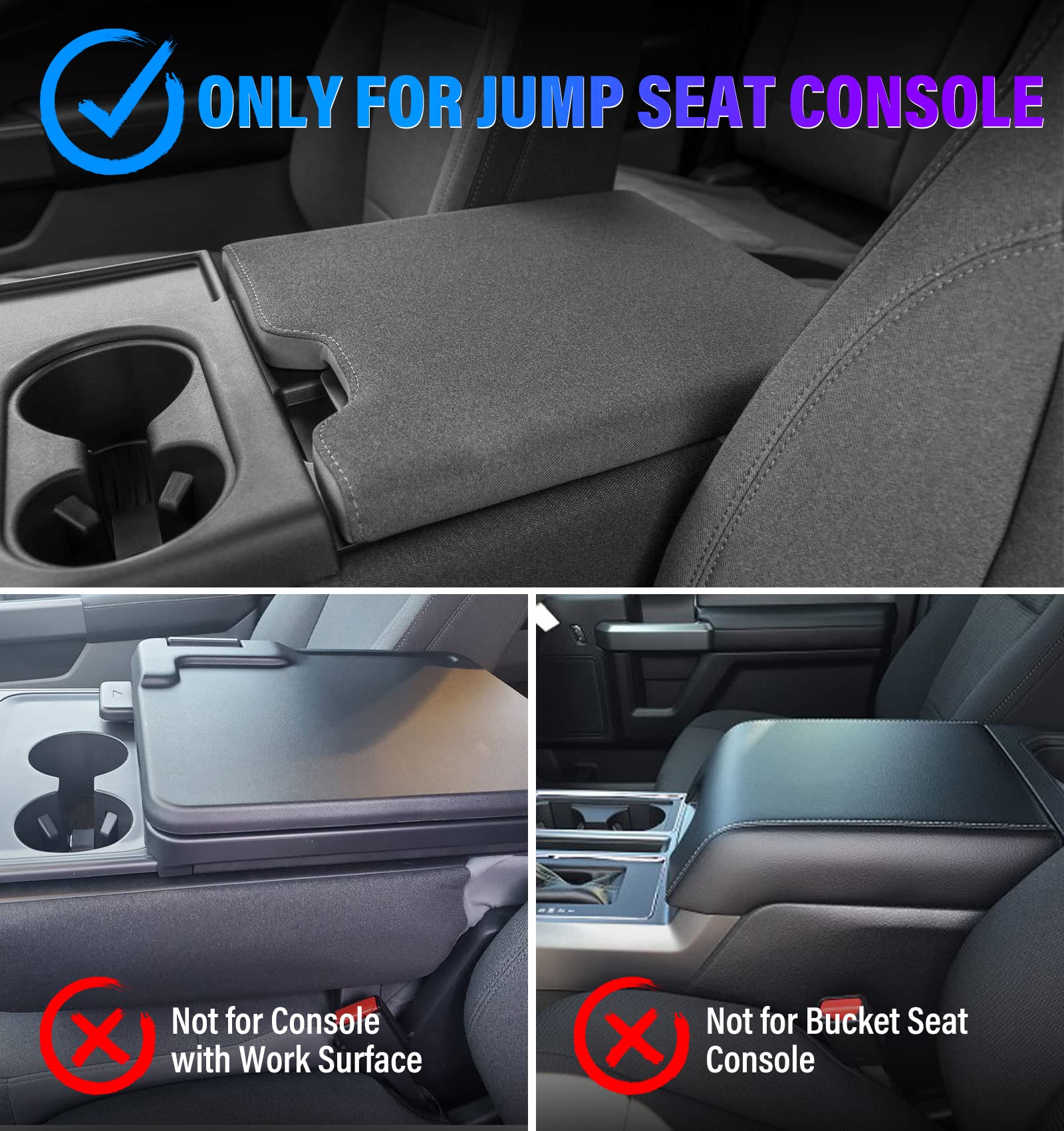 Sinvanho Thickened Center Console Armrest Cover For Ford F150 F250 F350 F450 2015-2024 Accessories, Pu Leather Middle Console Pr