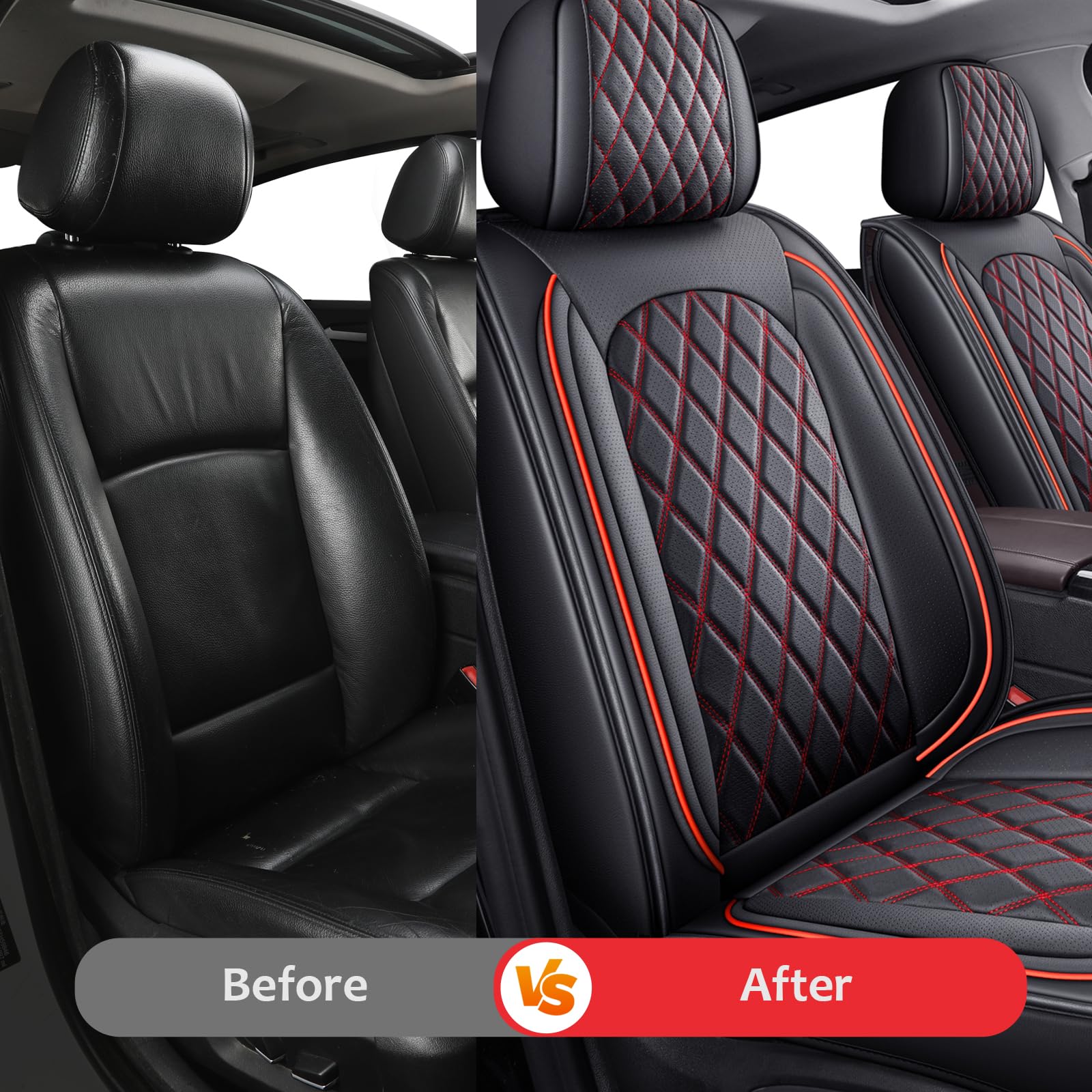 MIROZO Front Ram Seat Covers,2PCS Leather Dodge Ram Seat Covers Compatible with 2009-2024 RAM 1500 2500 3500 Truck Pickup Crew Q