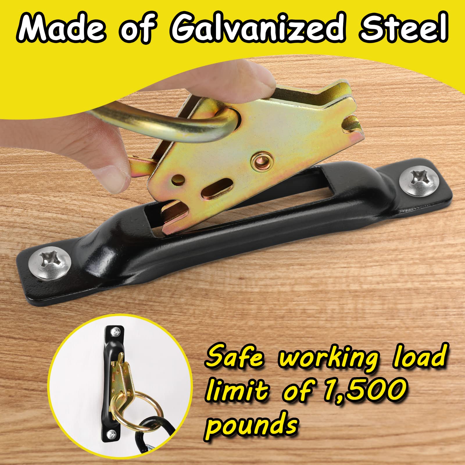 Eapele E-Track Accessories Set - 8 Pcs E-Track O-Ring & 8 Pcs E-Track Single Slot Tie-Downs Compatible With Cargo Loads In Flatb