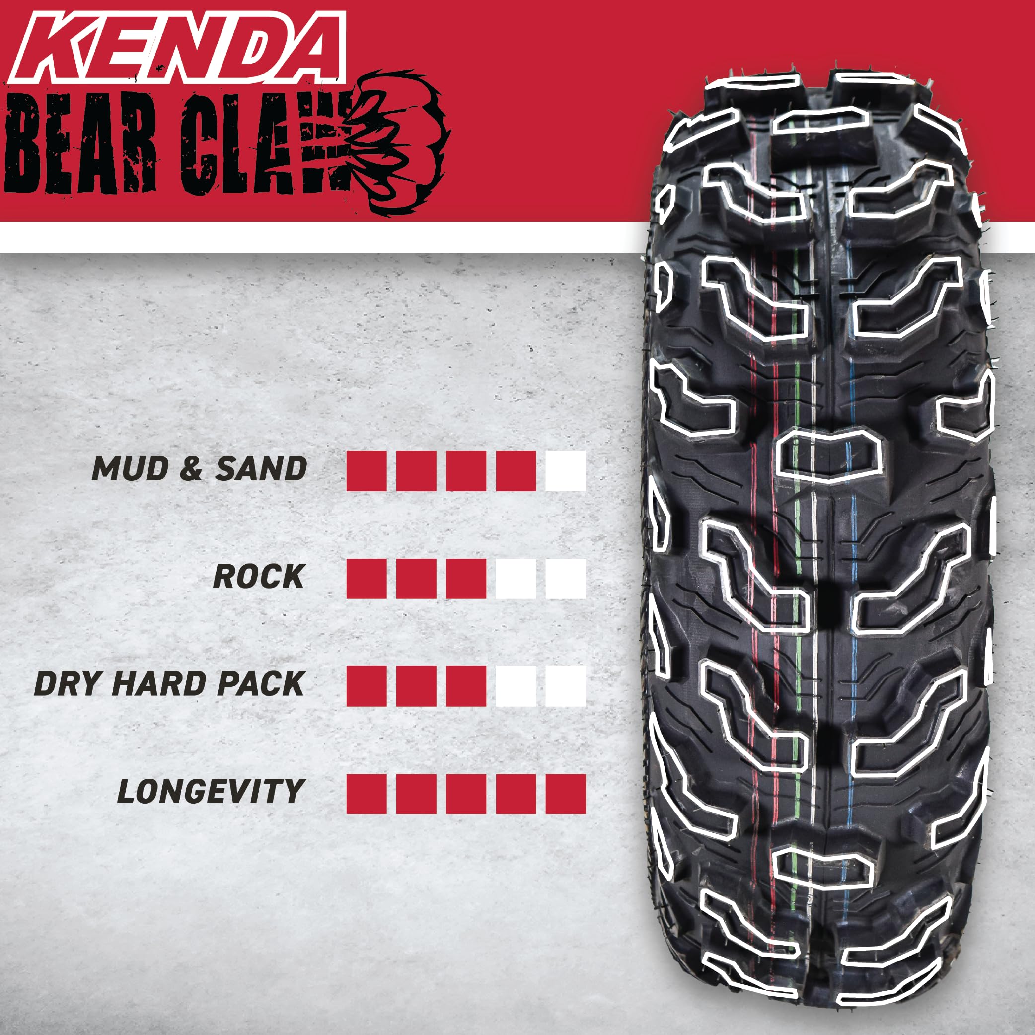 Kenda Bearclaw Ex K573-24X8-11 Front Tires For All Terrain (Atv), Utv, And Side By Side (Sxs) Vehicles - 6-Ply - Bear Claw Ex 24