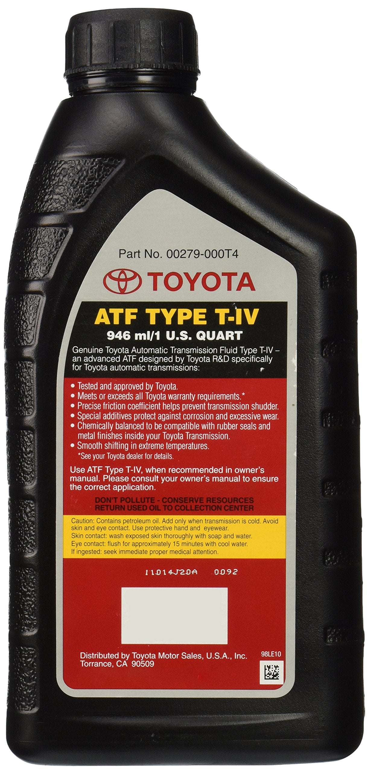 Toyota Lexus ATF Automatic Transmission Fluid 1 Pack - Black, High-Performance, Reliable Transmission Oil for Smooth Driving