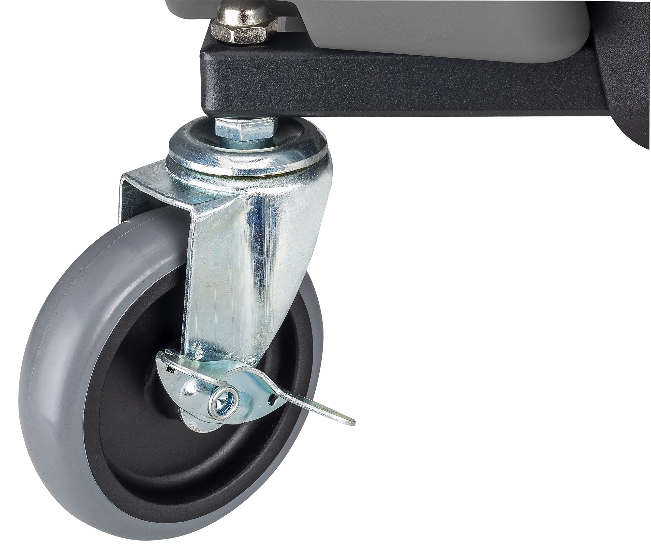 Powerbuilt Rolling Work Seat Brake Stool with 4-inch Rubber Lockable Wheels, Big Seating Platform, Tool Trays and Drawer 330 lb.