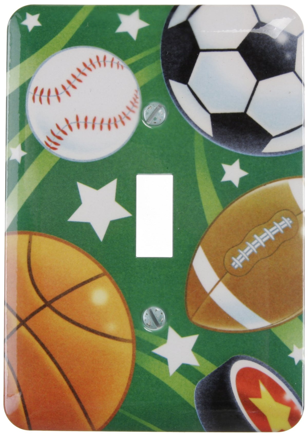 Amerelle Single Toggle Steel Wallplate in Juvenile Sports Theme