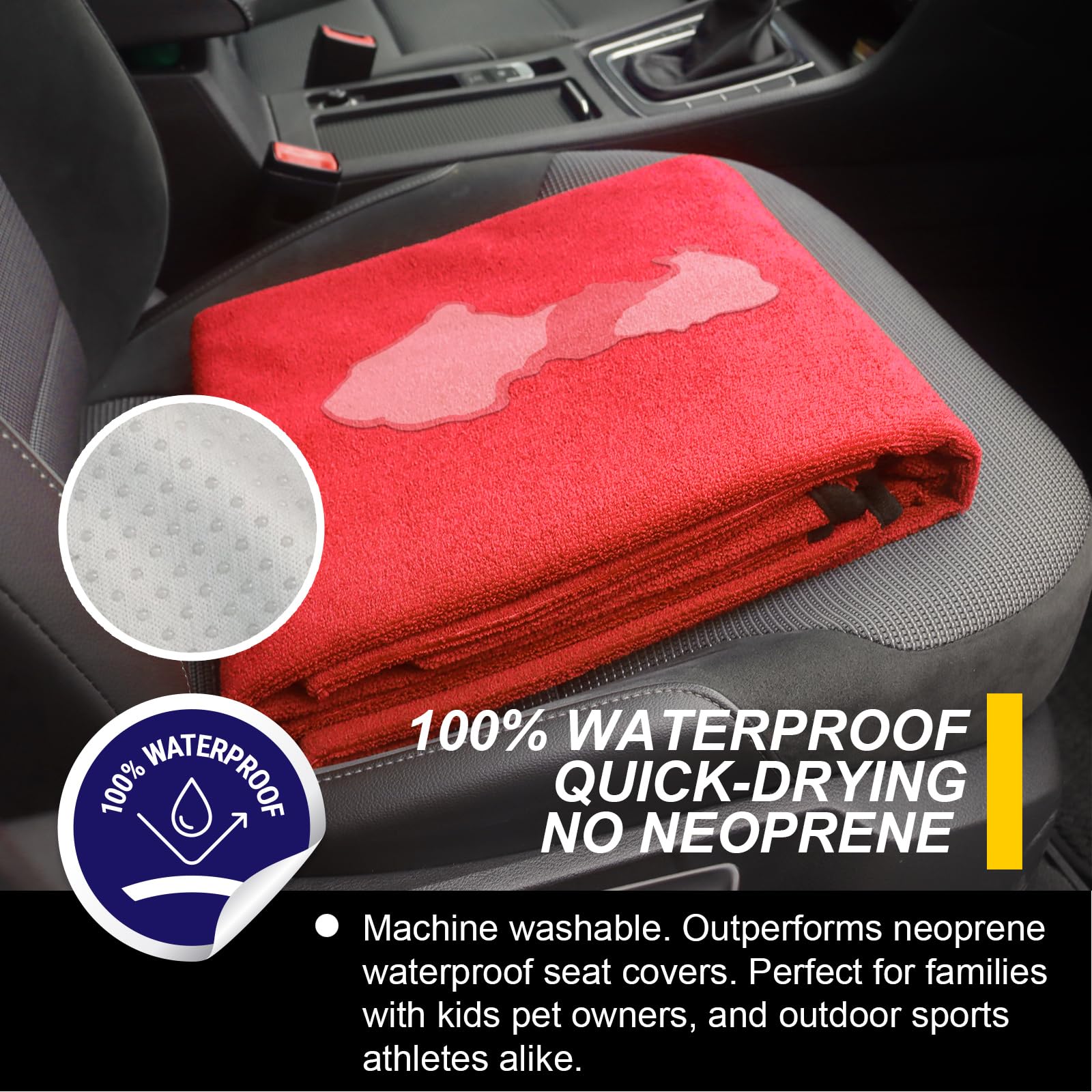 LoyaGour Back Seat Cover for Car Trucks Van SUV,Waterproof Rear Bench Towel Seat Covers for Dogs and Kids,Automotive Backseat Pr