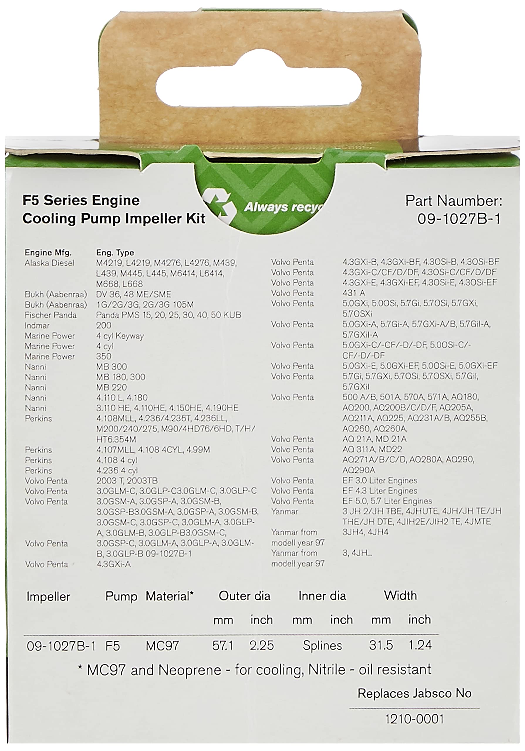 Johnson Pump 09-1027B-1 Impeller 09-1027B-1 For F5 Pump