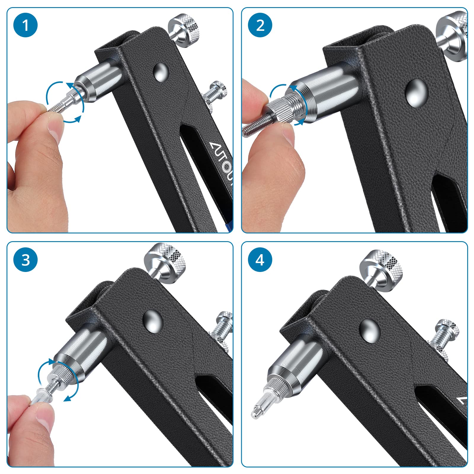 Autoutlet Professional Rivet Gun Pop Rivet Gun Kit With 86Pcs M3/M4/M5/M6/M8 Threaded Rivet Nut And Rivets Wrench For Furniture,