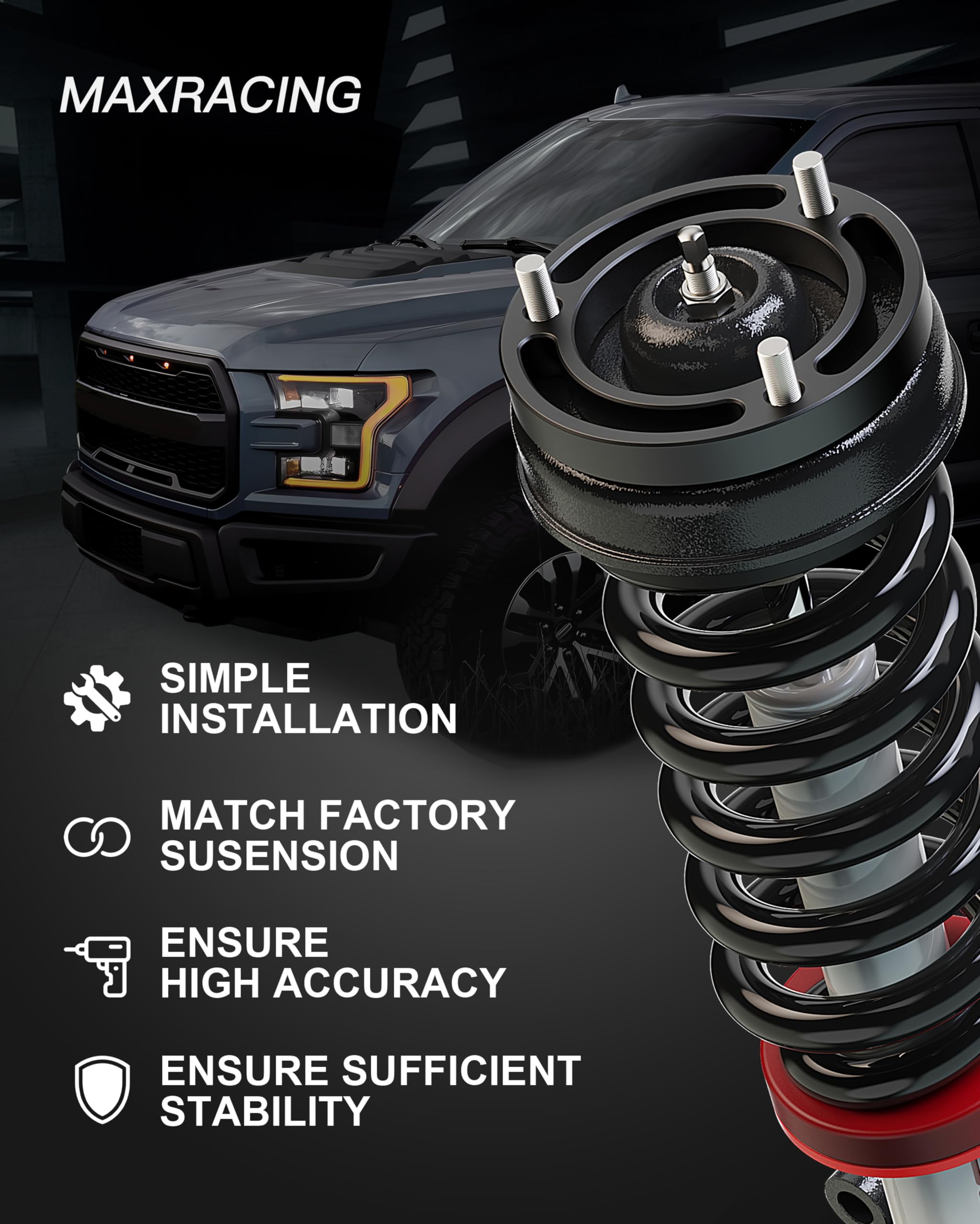 Maxracing 3'' Front + 3'' Rear Leveling Lift Kit Compatible With 2007-2020 Chevy Tahoe | 2007-2020 Chevy Suburban 1500 | 2007-20