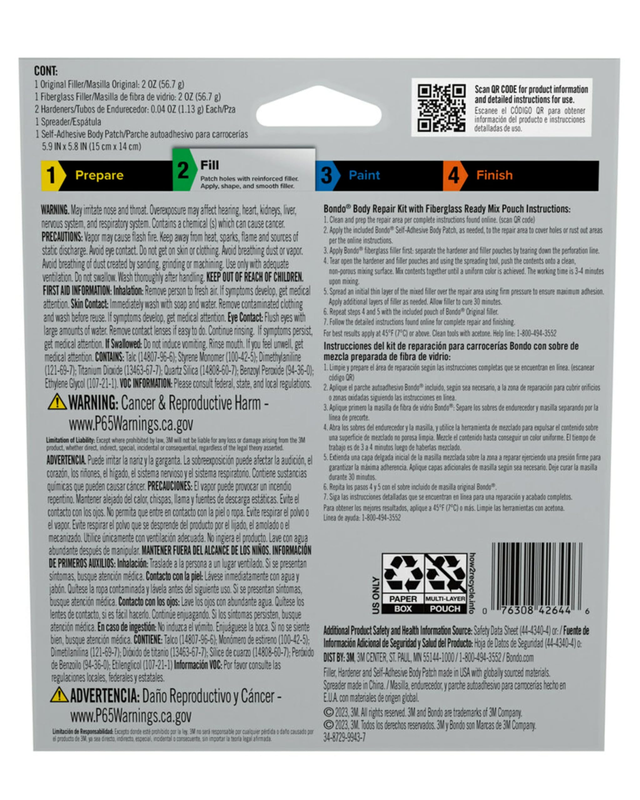 Bondo Body Repair Kit Brkit-2Pk-Es, Ready Mix Pouches, 2 Oz, 6/Case, Units Per Each