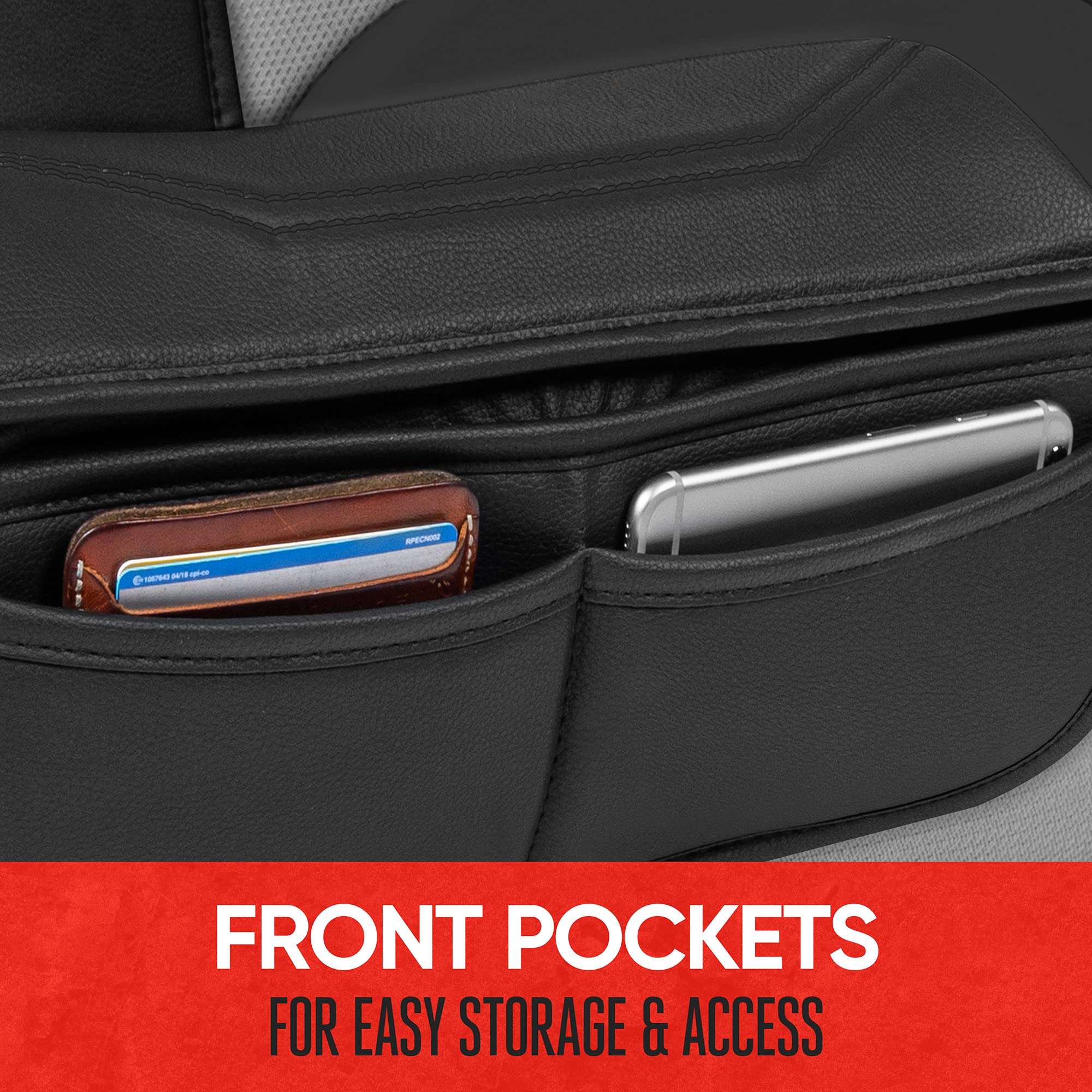 Motor Trend Luxefit Black Seat Covers For Cars Trucks Van Suv (2 Pack), Premium Faux Leather Car Seat Covers, Easy To Install Au