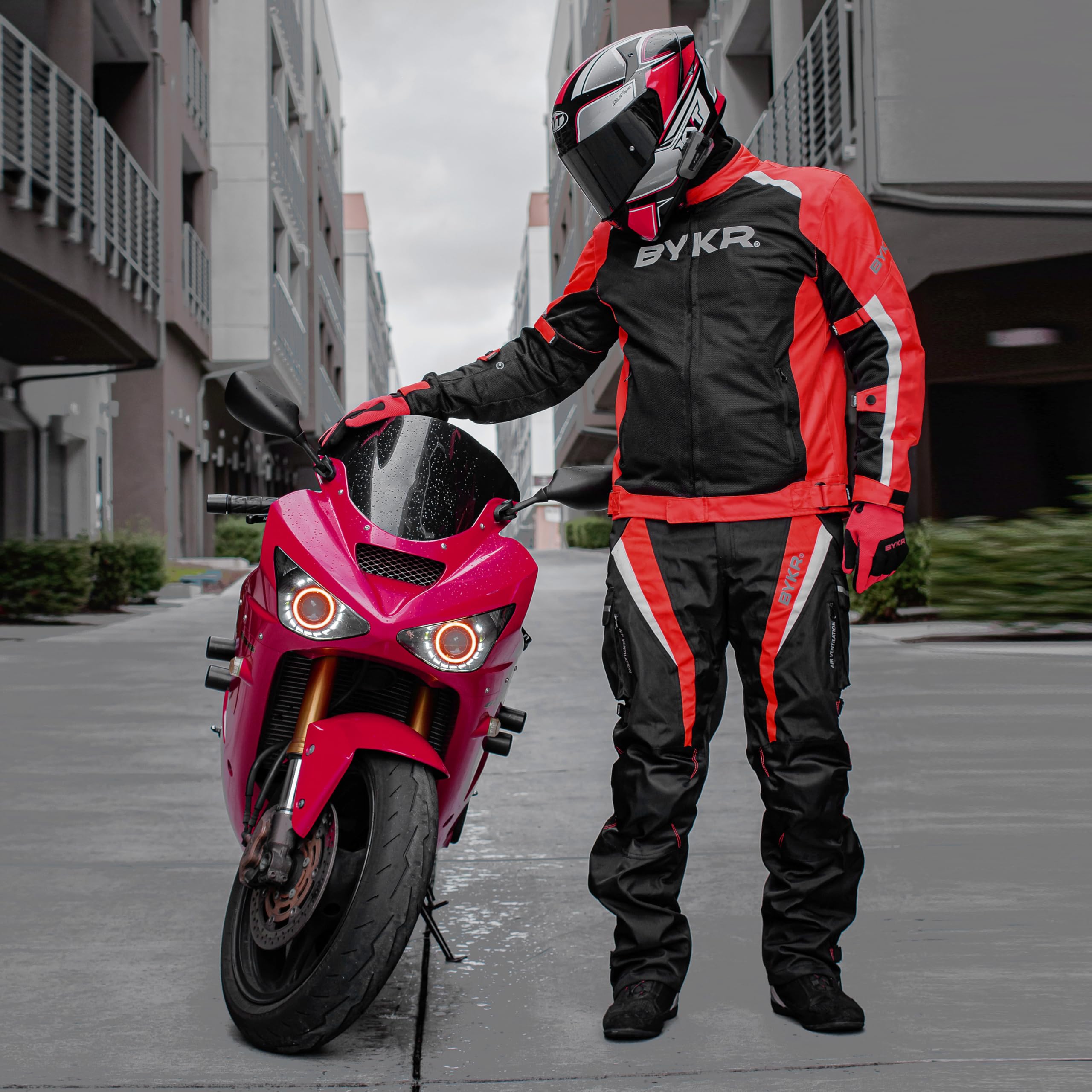 Bykr All-Weather Motorcycle Gloves For Men & Women - Protection For Dirt Bike, Bmx, Mx, And Atv Riding - Red L