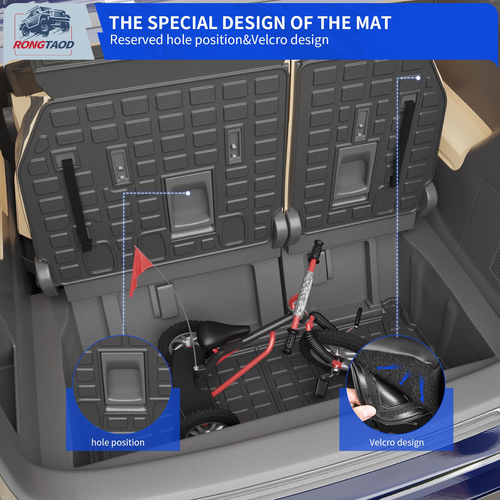 Rongtaod Cargo Mat Compatible with 2021-2025 Toyota Sienna 7&8 Seats Cargo Liner Trunk Liner Trunk Mat 3rd Row Back Seat Cover A