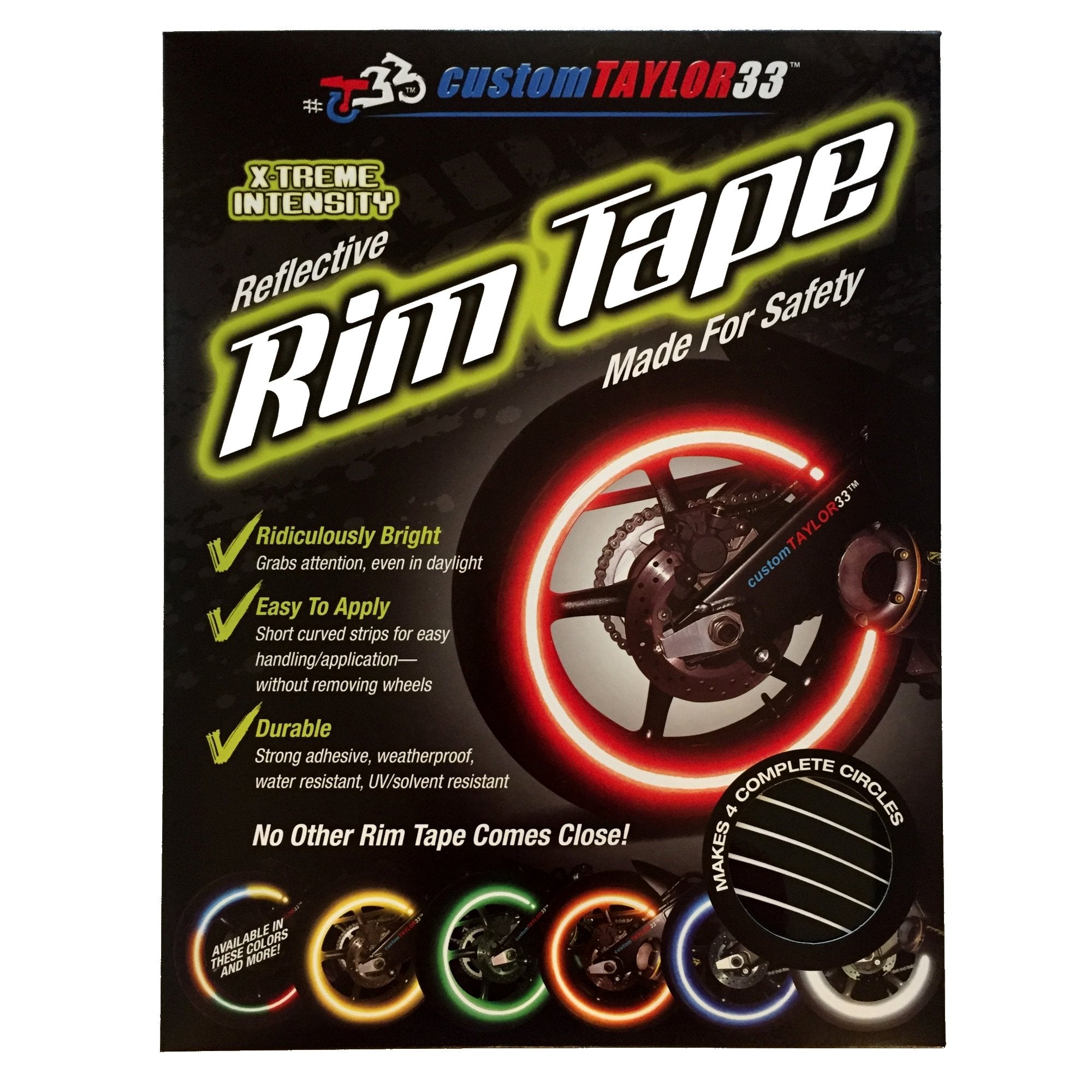 Customtaylor33 Black Engineering Grade Reflective Copyrighted Rim Tapes - (Must Select Your Rim Size) (12''/13'' (Combination Ri