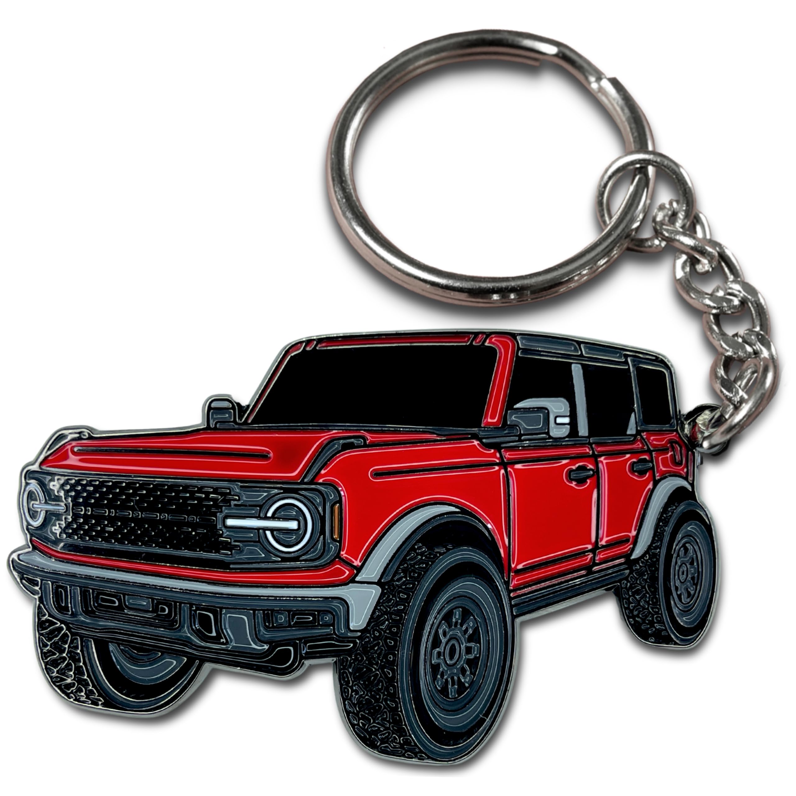 Four Wheel Beast Bronco Keychain Accessories 4 Door Key Chain Fob Cover Cool Mods Compatible With Ford Bronco 2021 2022 (Red)