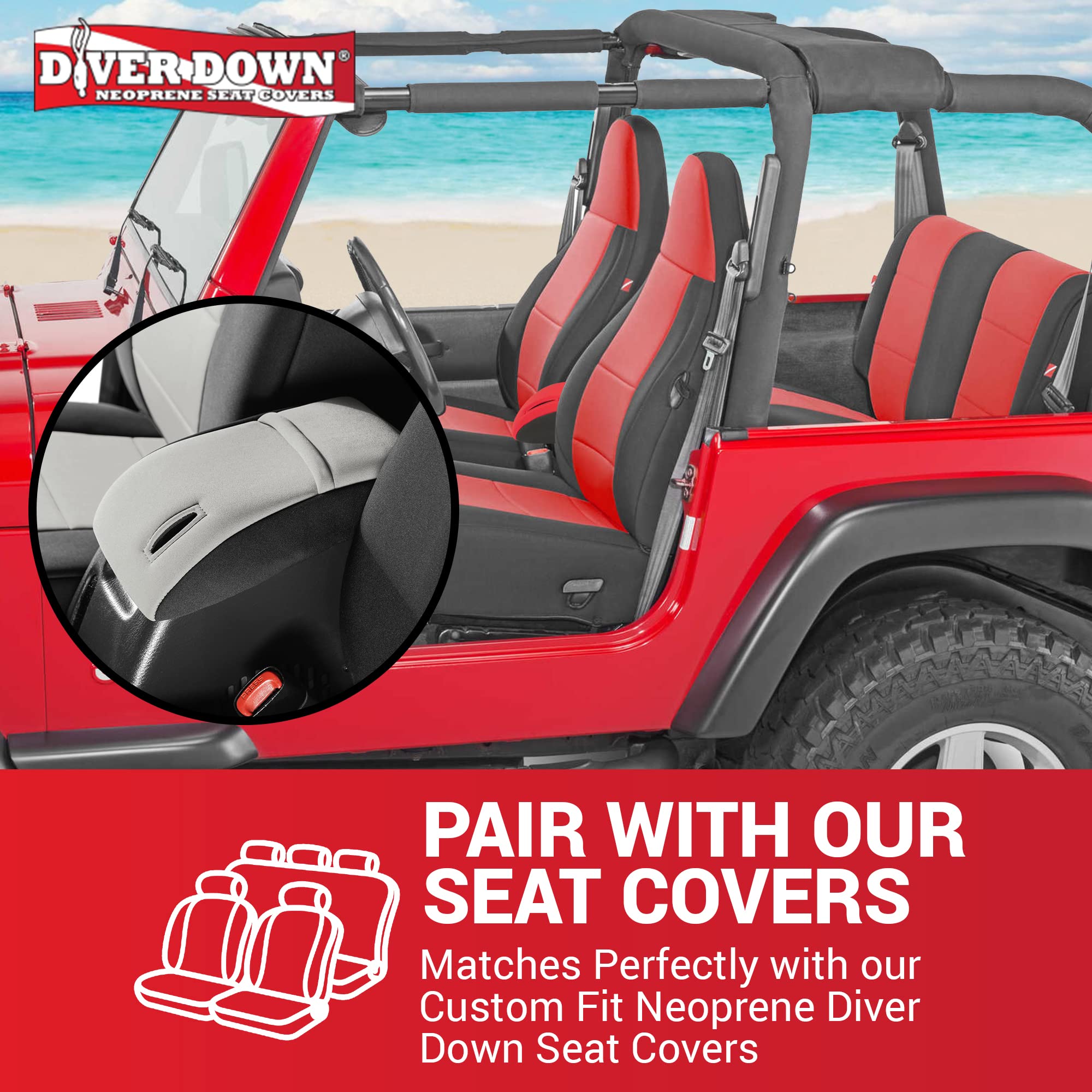 Diver Down Neoprene Center Console Cover - Fits Jeep 1997-2006 Tj Wrangler - Cushioned Armrest Cover - Doesn'T Burn Your Elbow - Tight Custom Fit - Comfortable Foam Armrest Pad (01-06 Tan)